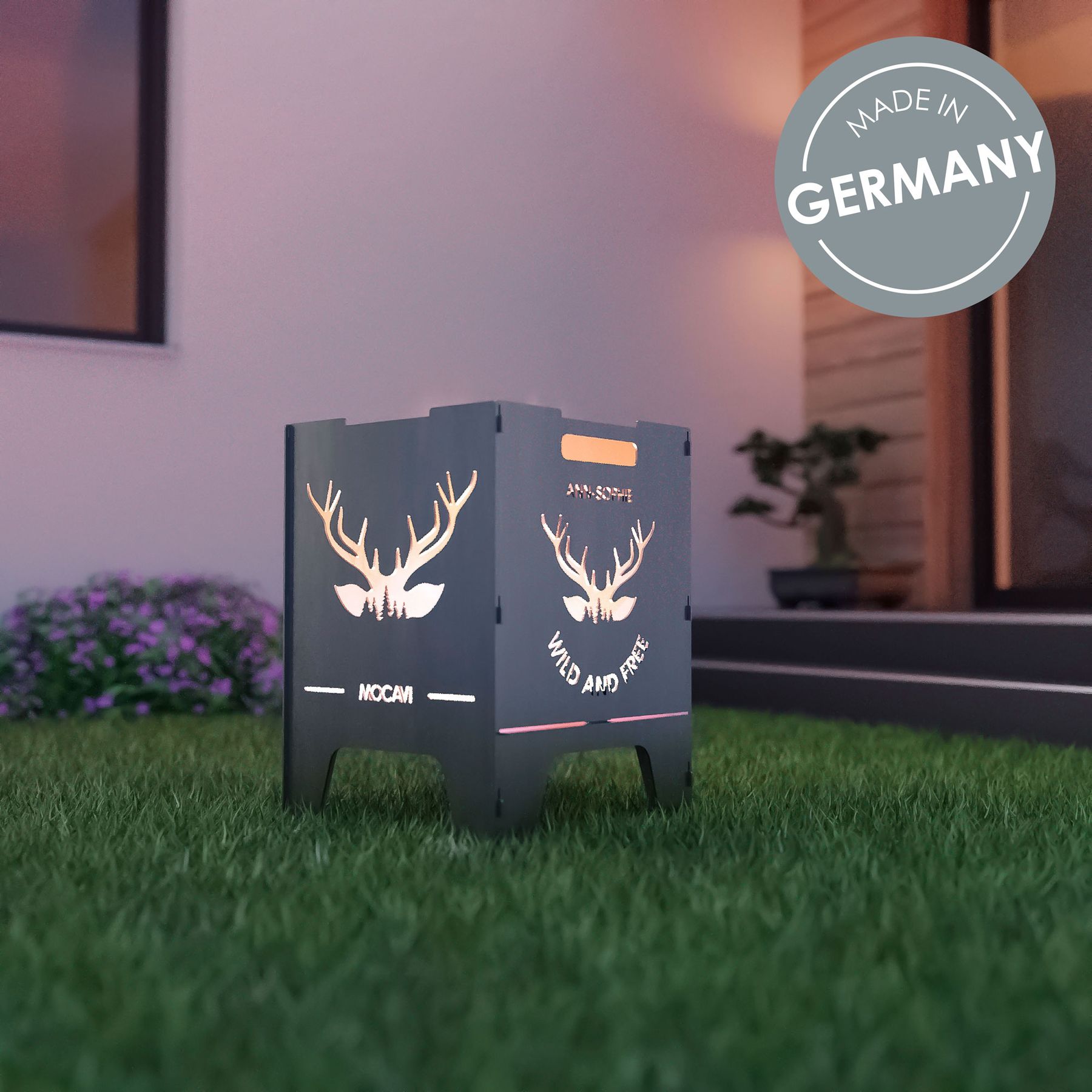 Feuerkorb Wild 52 cm | 3 mm Stahl personalisiert