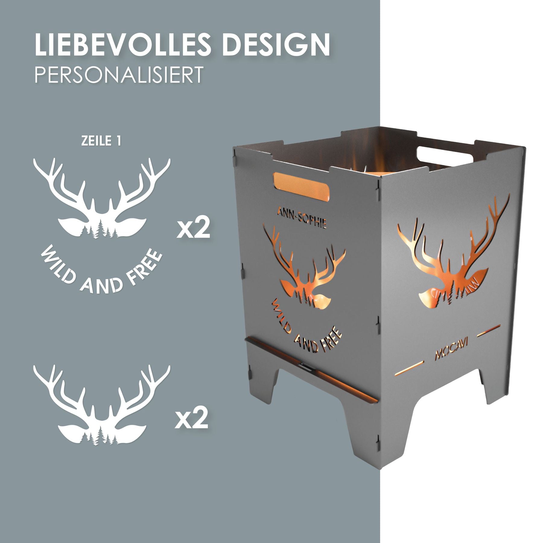 Feuerkorb Wild 52 cm | 3 mm Stahl personalisiert