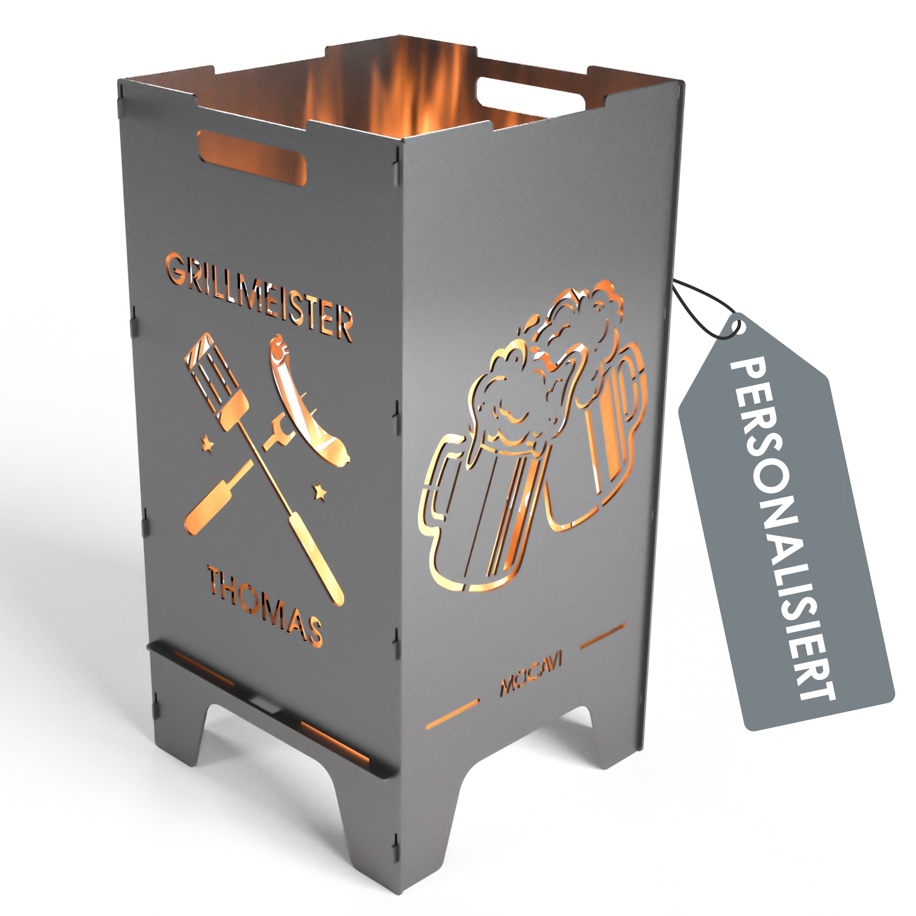 Feuertonne Grillen 73 cm | 3 mm Stahl personalisiert