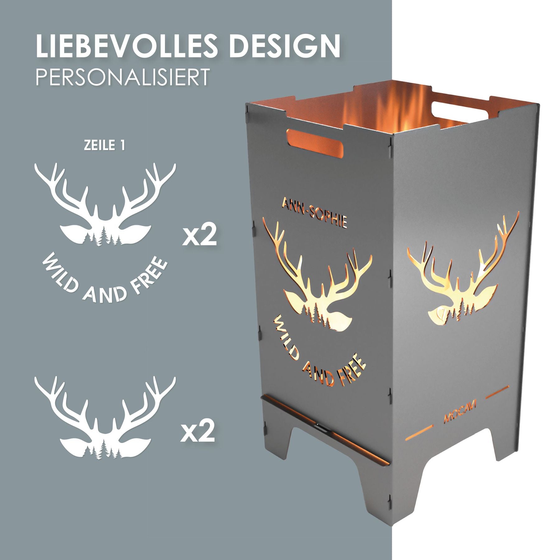 Feuertonne Wild 73 cm | 3 mm Stahl personalisiert