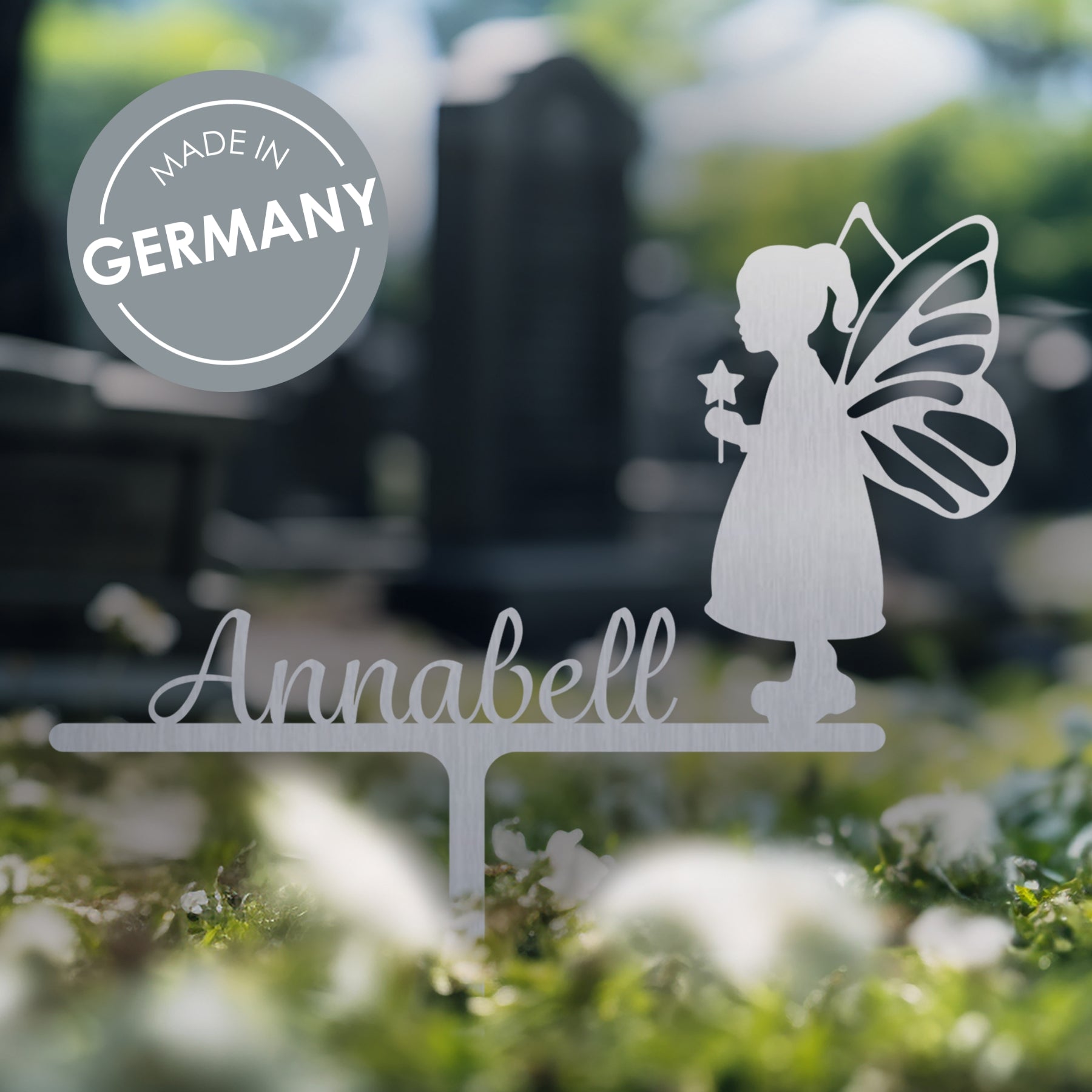 Grabstecker Engel Annabell personalisiert Edelstahl