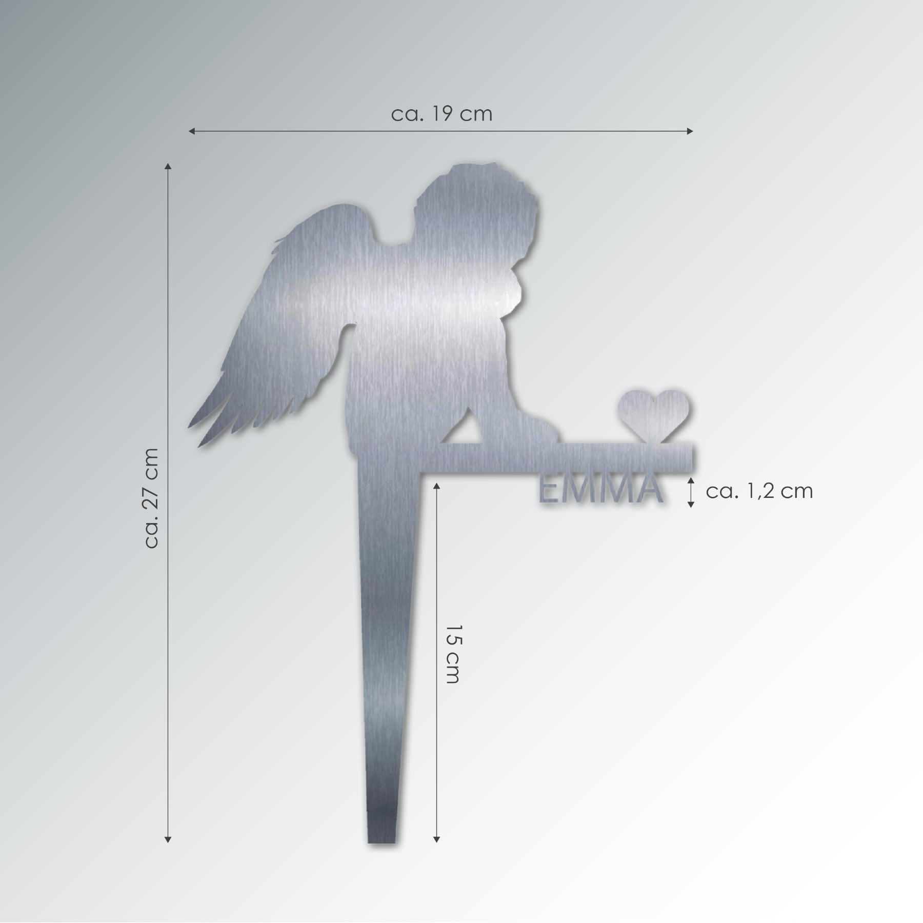 Grabstecker Engel Emma personalisiert Edelstahl