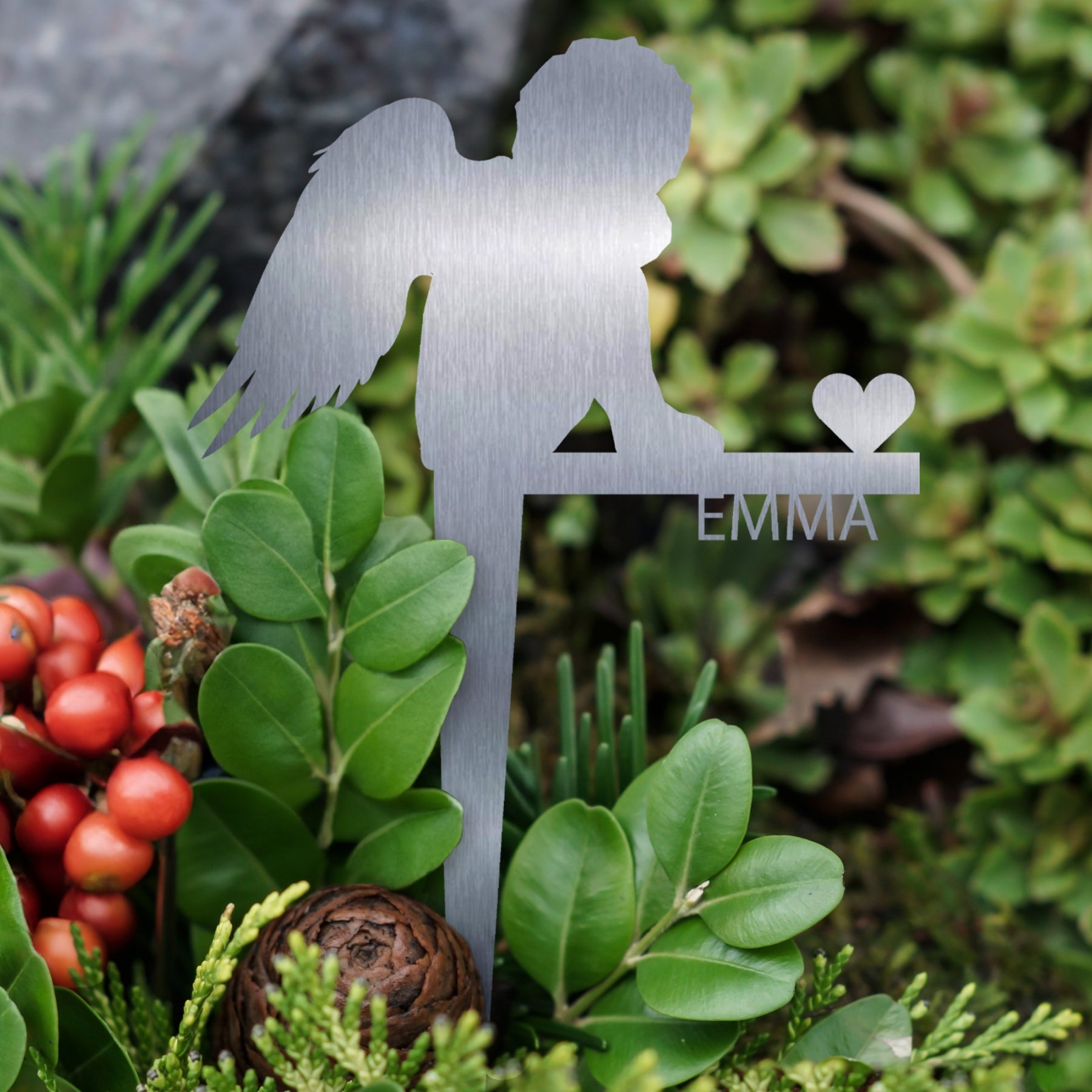 Grabstecker Engel Emma personalisiert Edelstahl