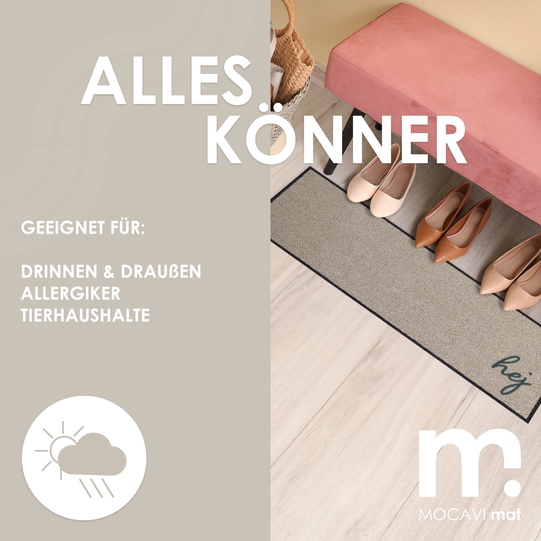 Läufer klein 30x100 Mat Hej beige