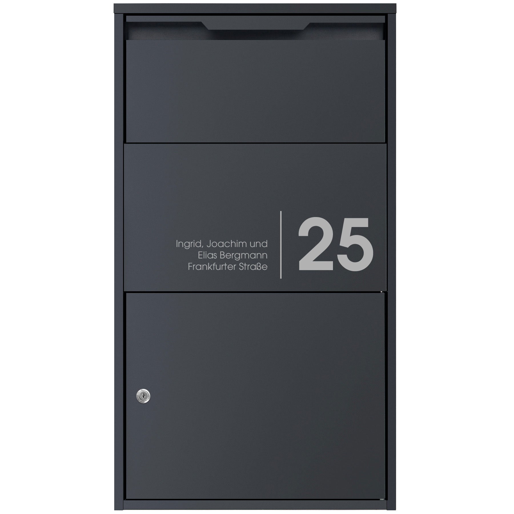 Paketkasten anthrazit matt mit Personalisierung