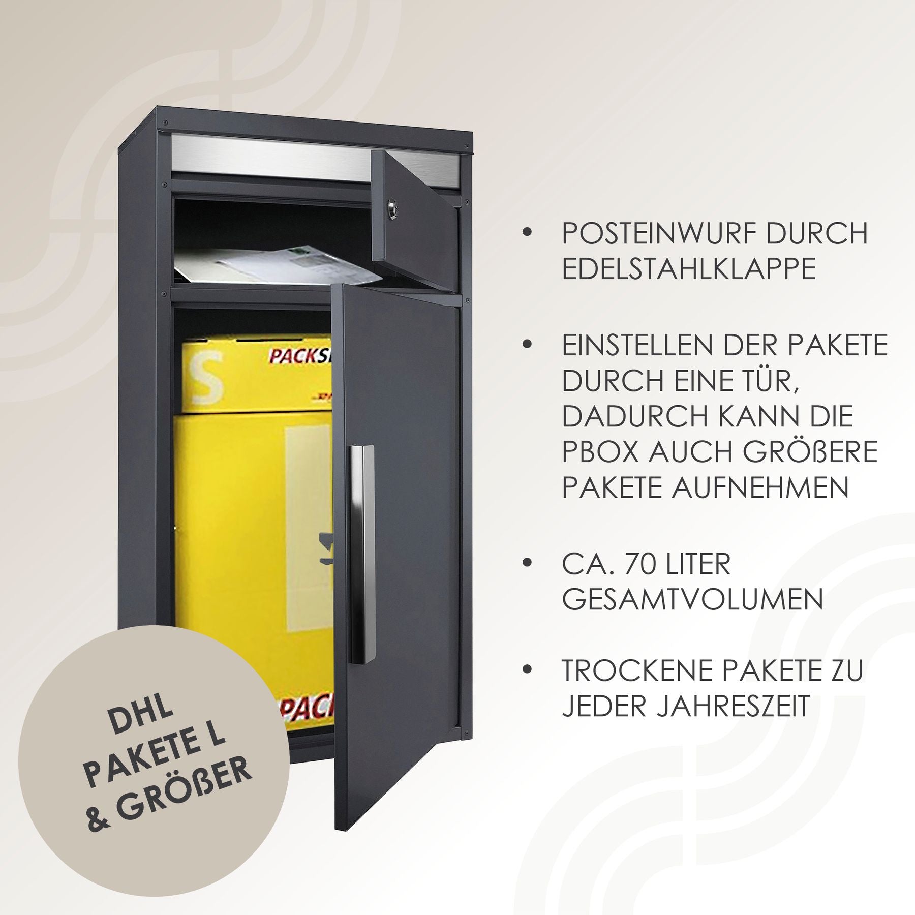 Paketbriefkasten PBox 65f NF81a anthrazit personalisiert