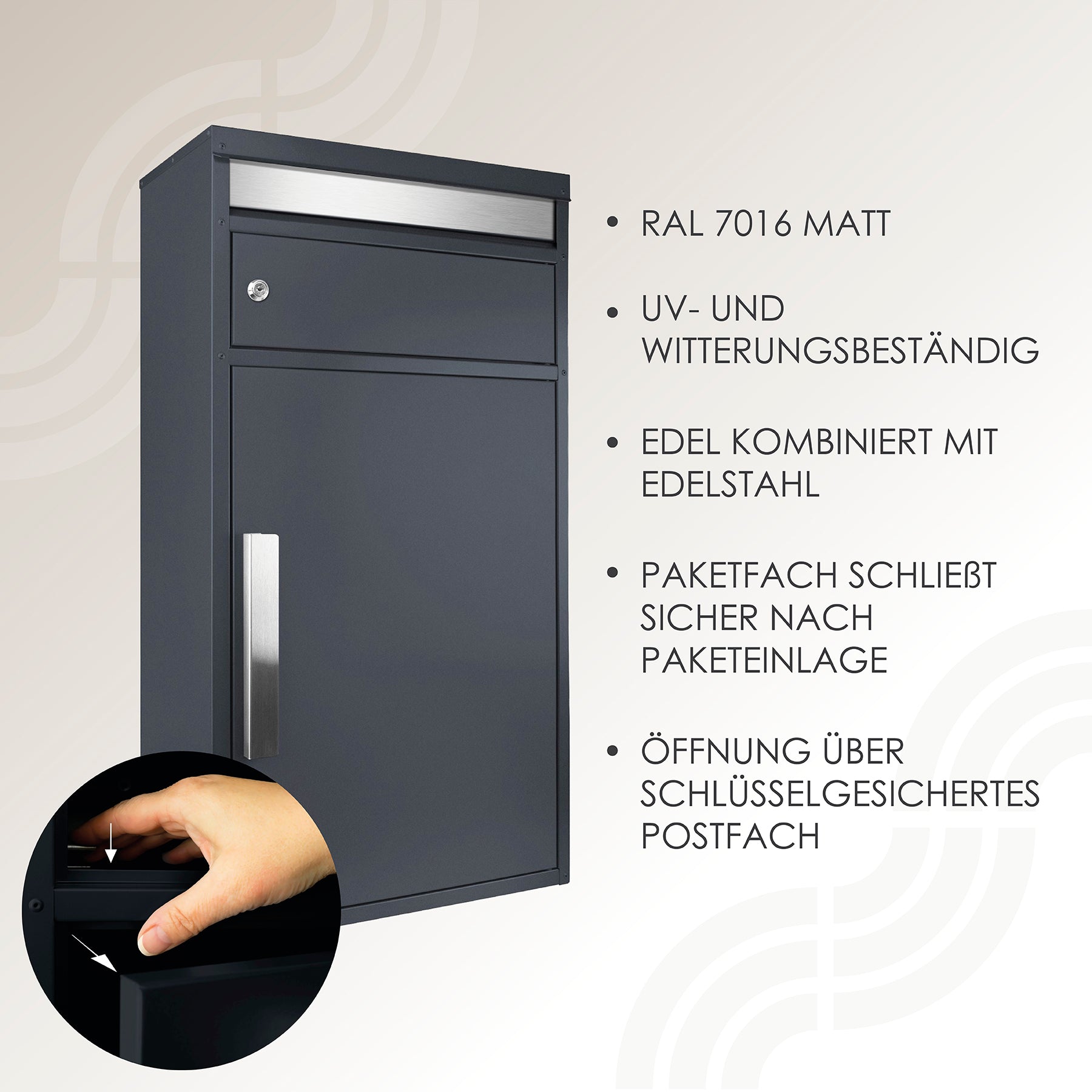 Paketbriefkasten PBox 65f NF80a anthrazit personalisiert