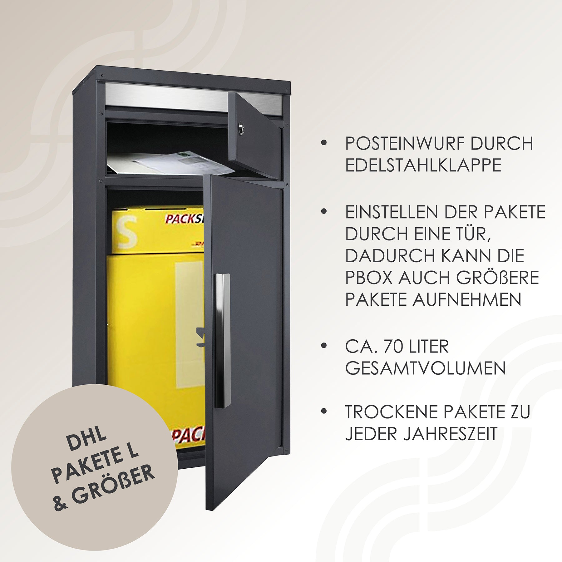 Paketbriefkasten PBox 65f Stick517 anthrazit personalisiert