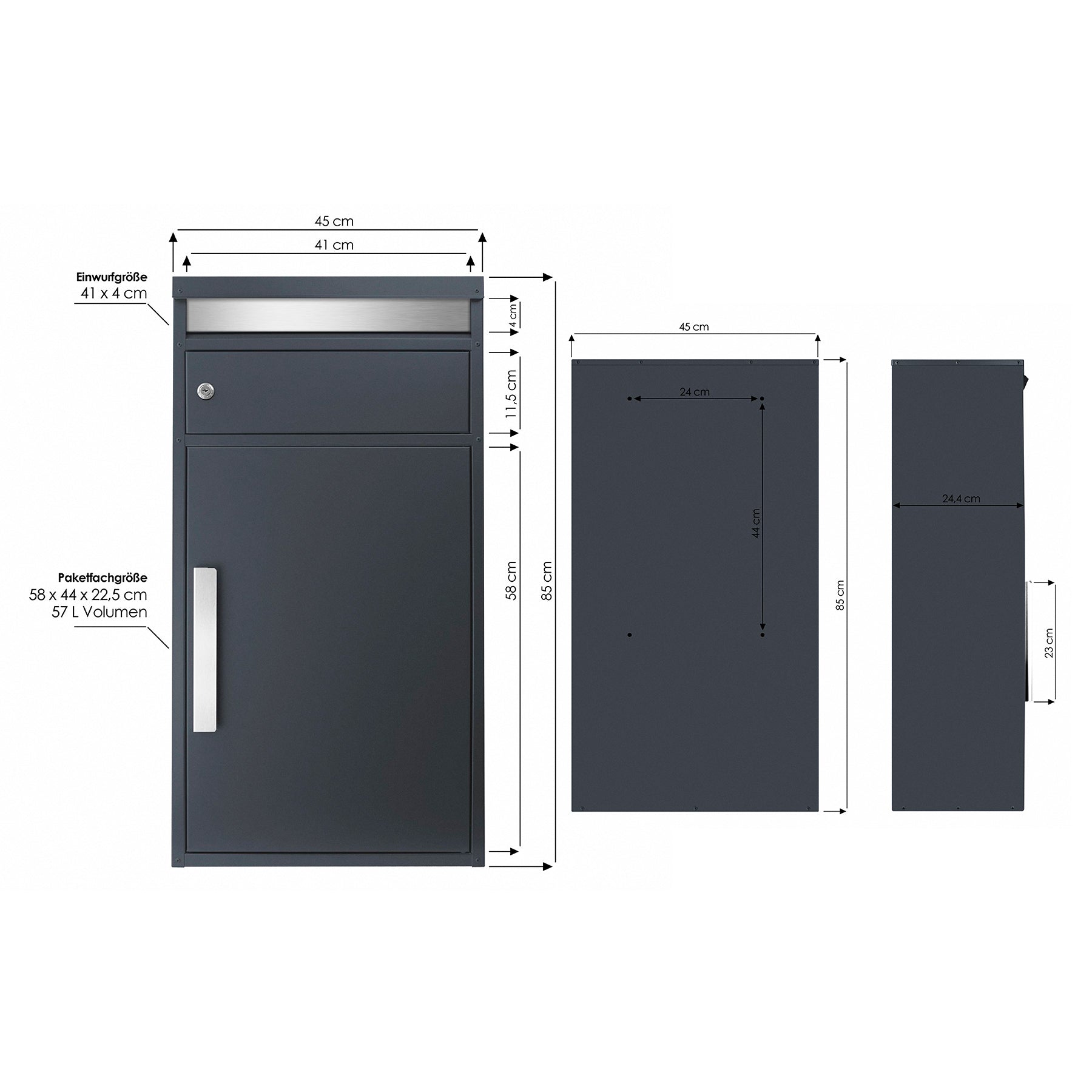 Paketbriefkasten PBox 65f Stick517 anthrazit personalisiert