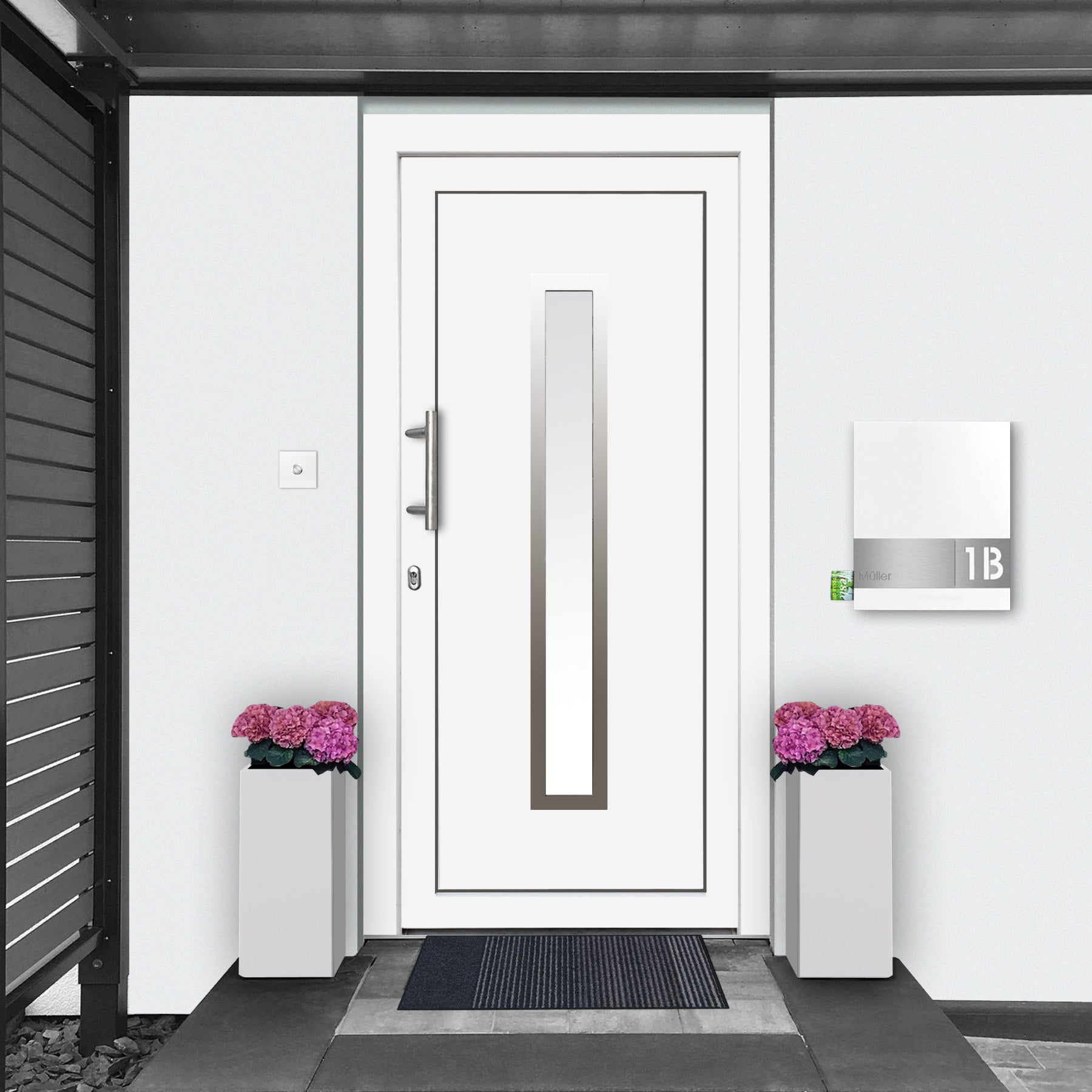 MO-Ring 500 Qualitäts-Klingel signal-weiß (RAL 9003) aus V4A-Edelstahl, quadratisch (8,5 cm)