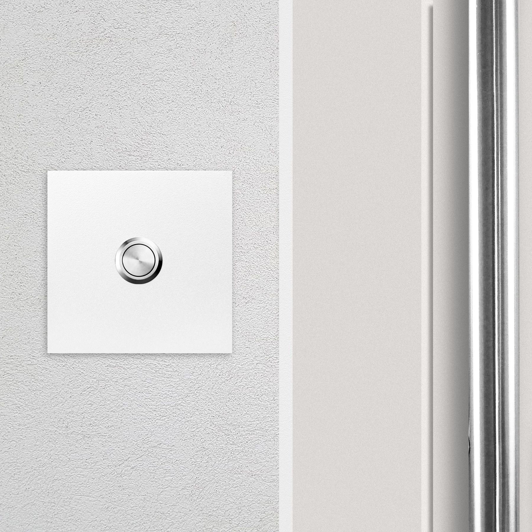 MO-Ring 500 Qualitäts-Klingel signal-weiß (RAL 9003) aus V4A-Edelstahl, quadratisch (8,5 cm)