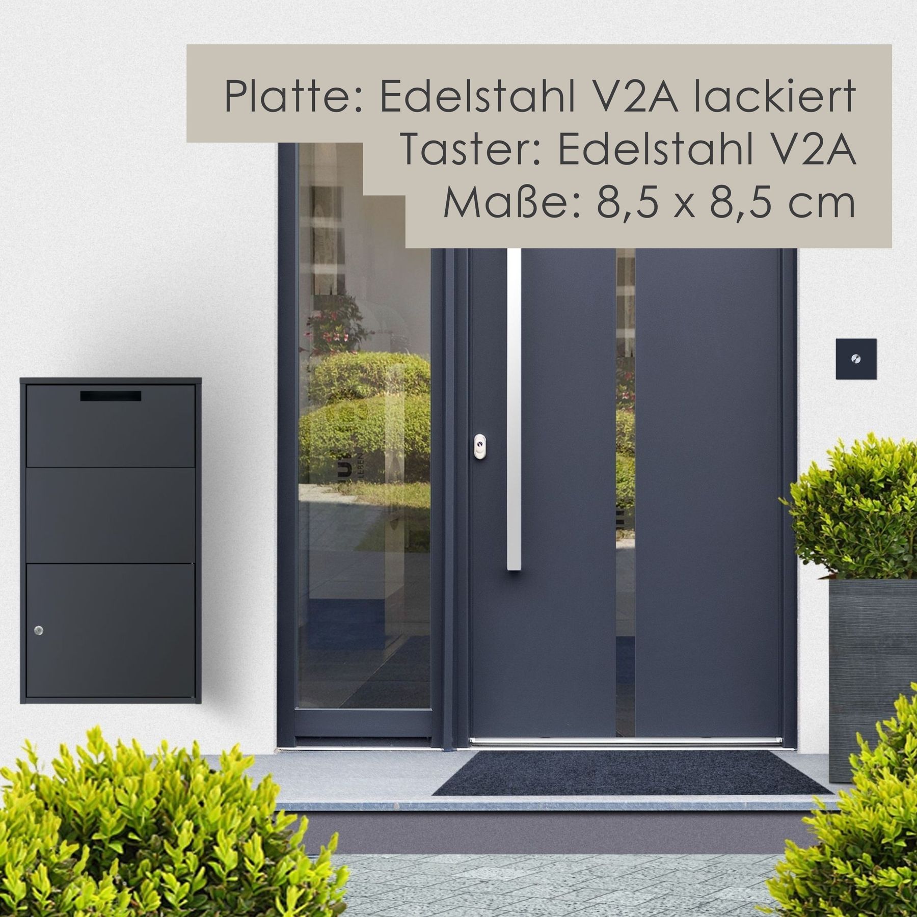 Klingel anthrazit 7016 am Haus