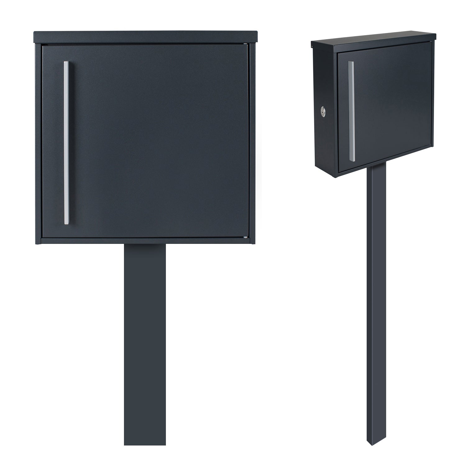 SBox 101r b Standbriefkasten anthrazit (RAL 7016) Design-Postkasten freistehend mit Pfosten (betonieren), Türanschlag rechts