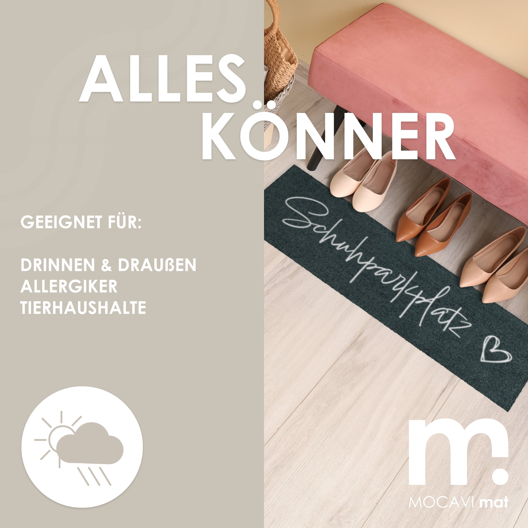 Läufer klein 30x100 Mat Schuhparkplatz anthrazit