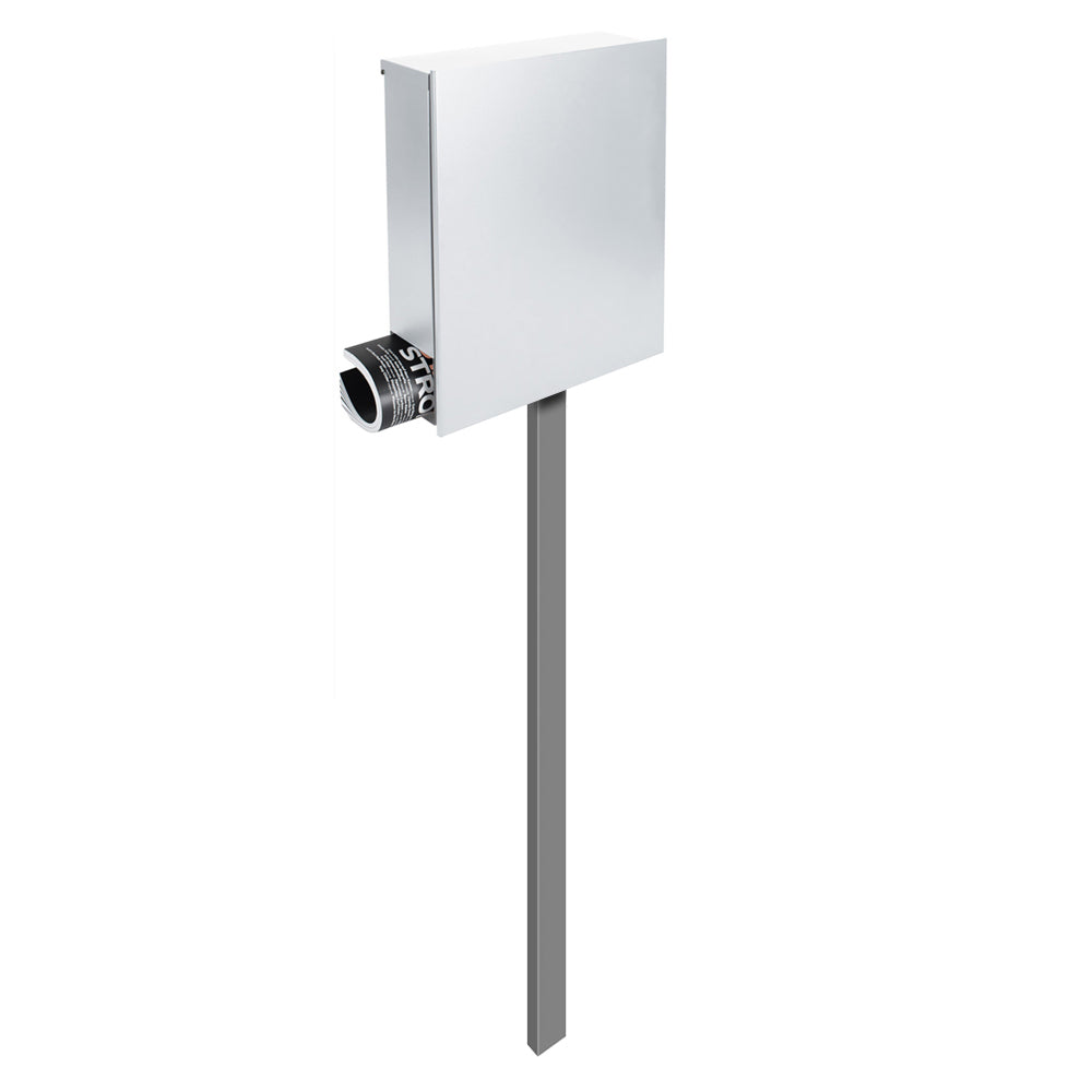 Stand 310 Briefkasten-Ständer silber (weiß-aluminium RAL 9006) Standfuß zum Einbetonieren matt