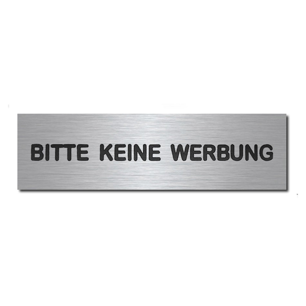 Stick 901 A Briefkastenschild selbstklebend BITTE KEINE WERBUNG Edelstahl graviert einzeilig