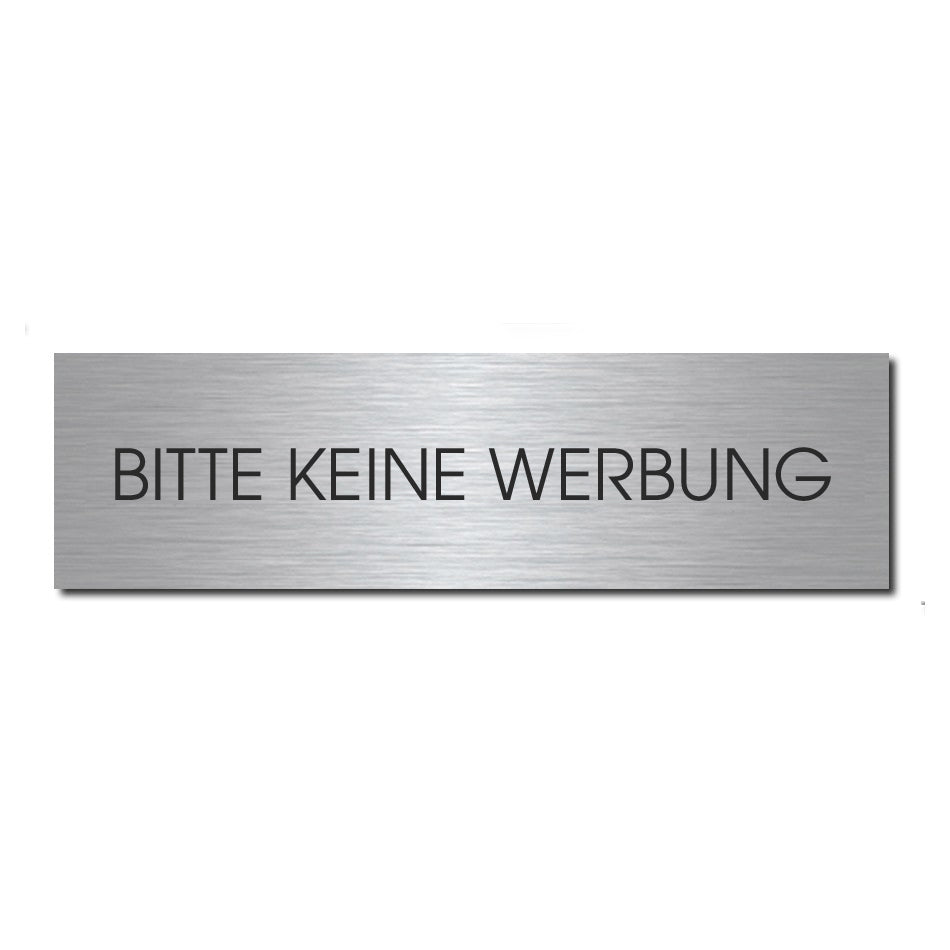 Stick 901 M Briefkastenschild selbstklebend BITTE KEINE WERBUNG Edelstahl graviert einzeilig