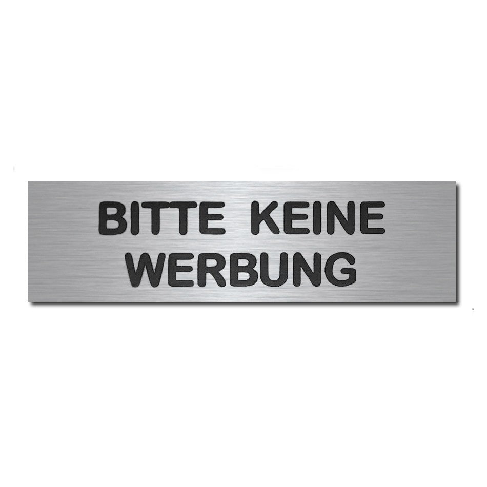 Stick 902 A Briefkastenschild selbstklebend BITTE KEINE WERBUNG Edelstahl graviert zweizeilig