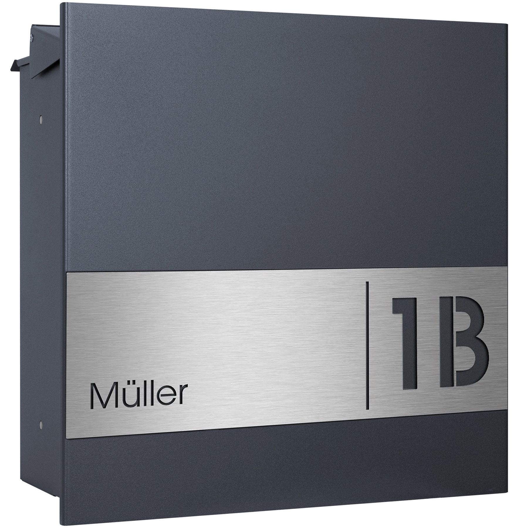 Zaunbriefkasten anthrazit graviert Entnahme hinten schlicht ral 7016 MOCAVI ZBox 111 330