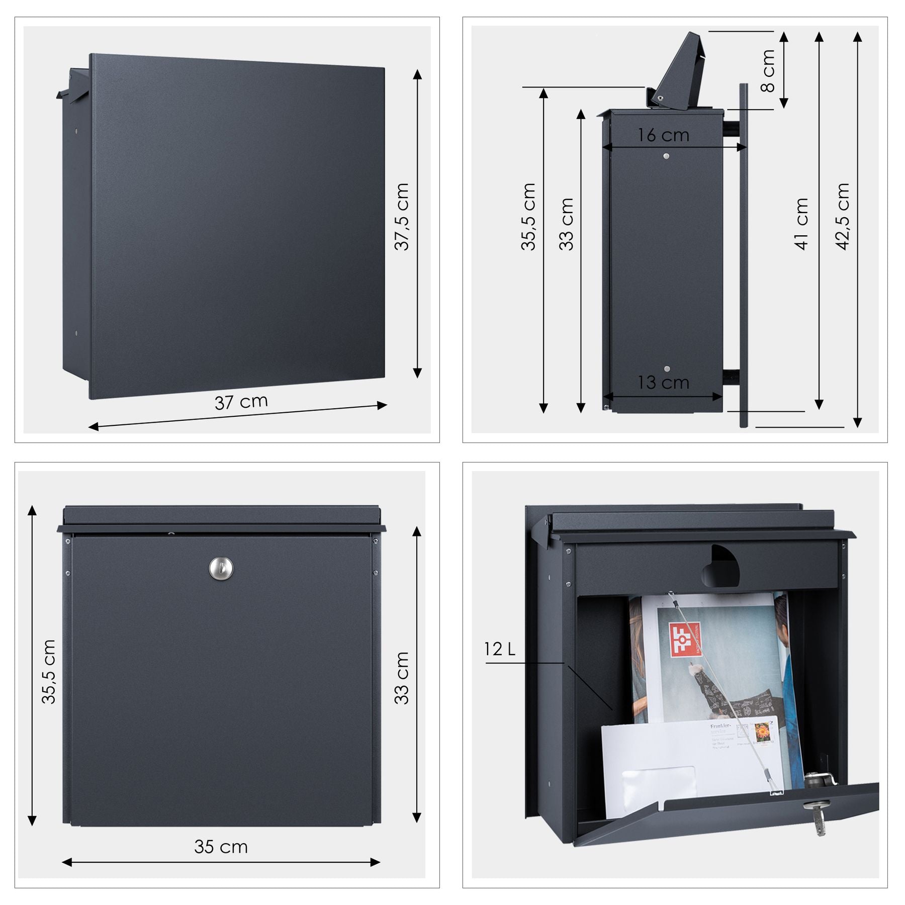 B-Ware ZBox 111 Zaunbriefkasten anthrazit RAL 7016