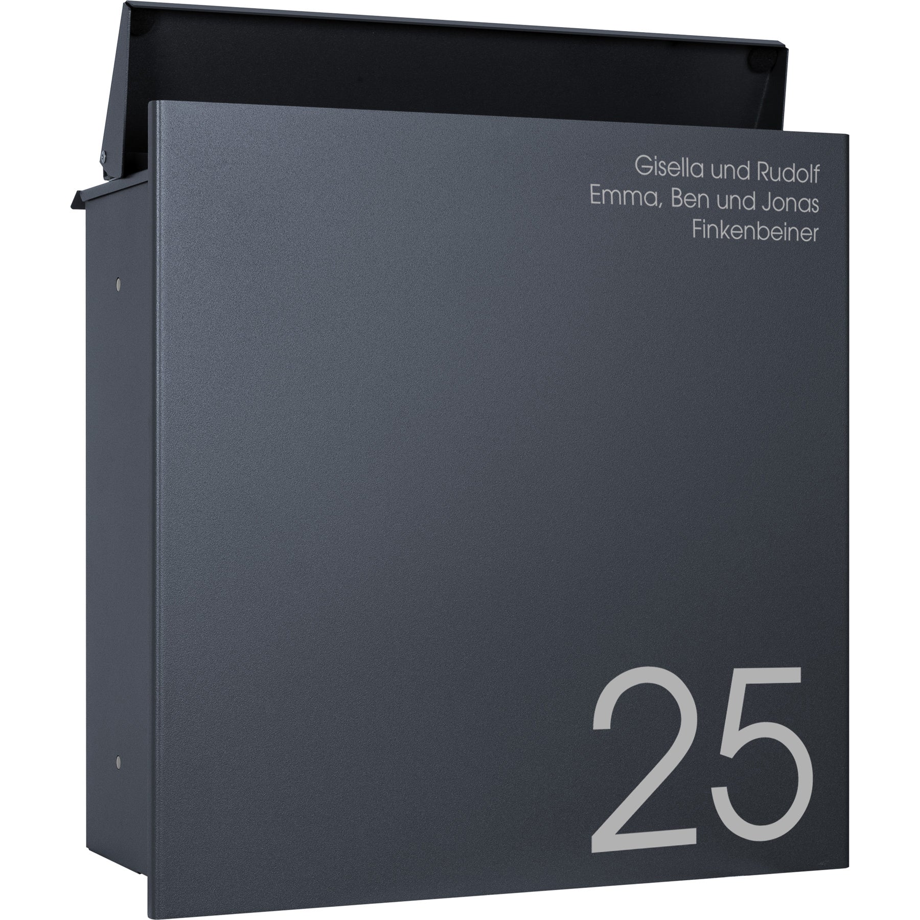 Zaunbriefkasten ZBox 111 anthrazit mit individueller Beschriftung