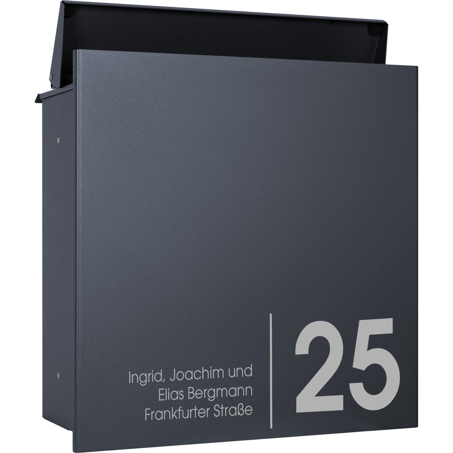 Zaunbriefkasten anthrazit mit Beschriftung - ZBox 111 7016