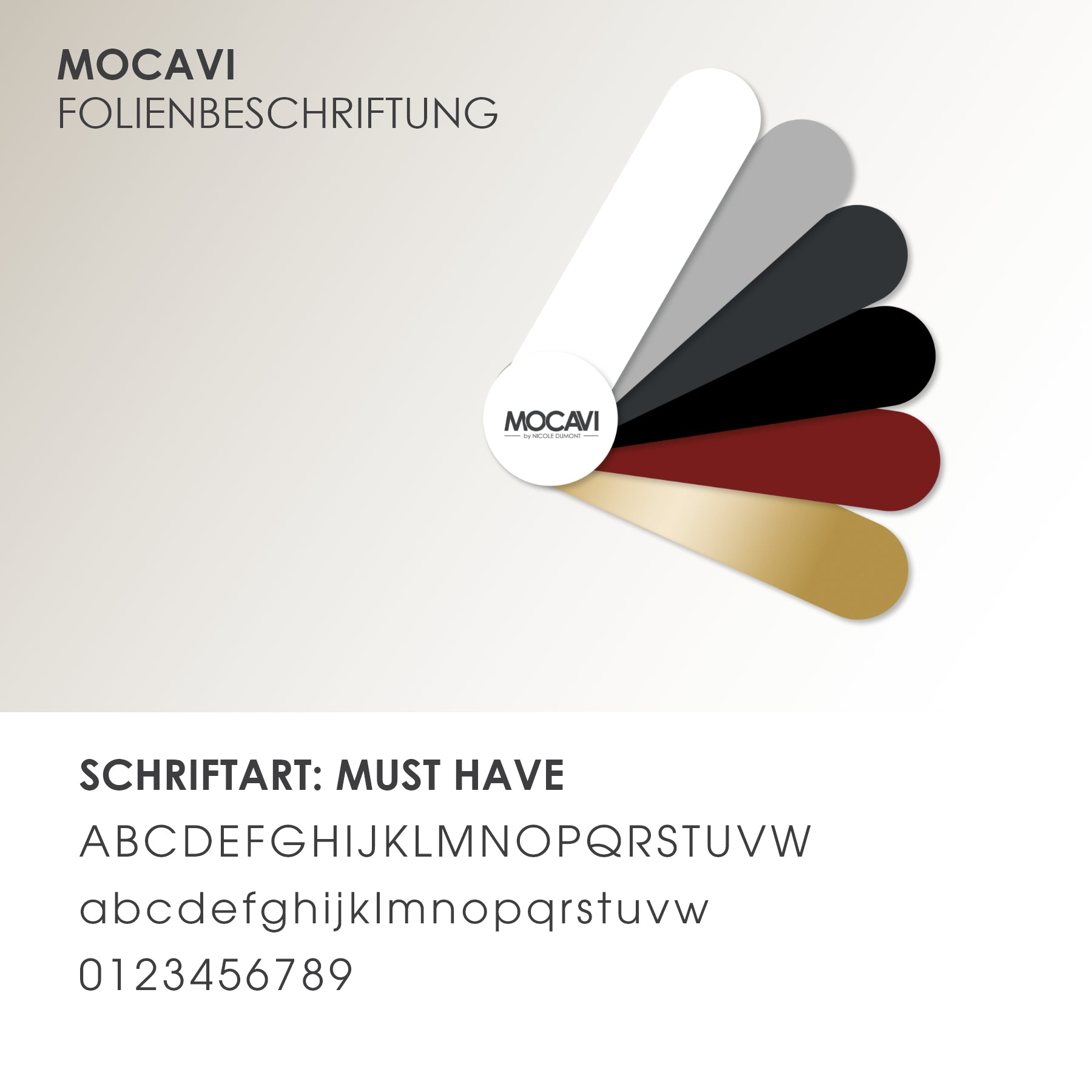 Optional Beschriftung mit Hochleistungsfolie