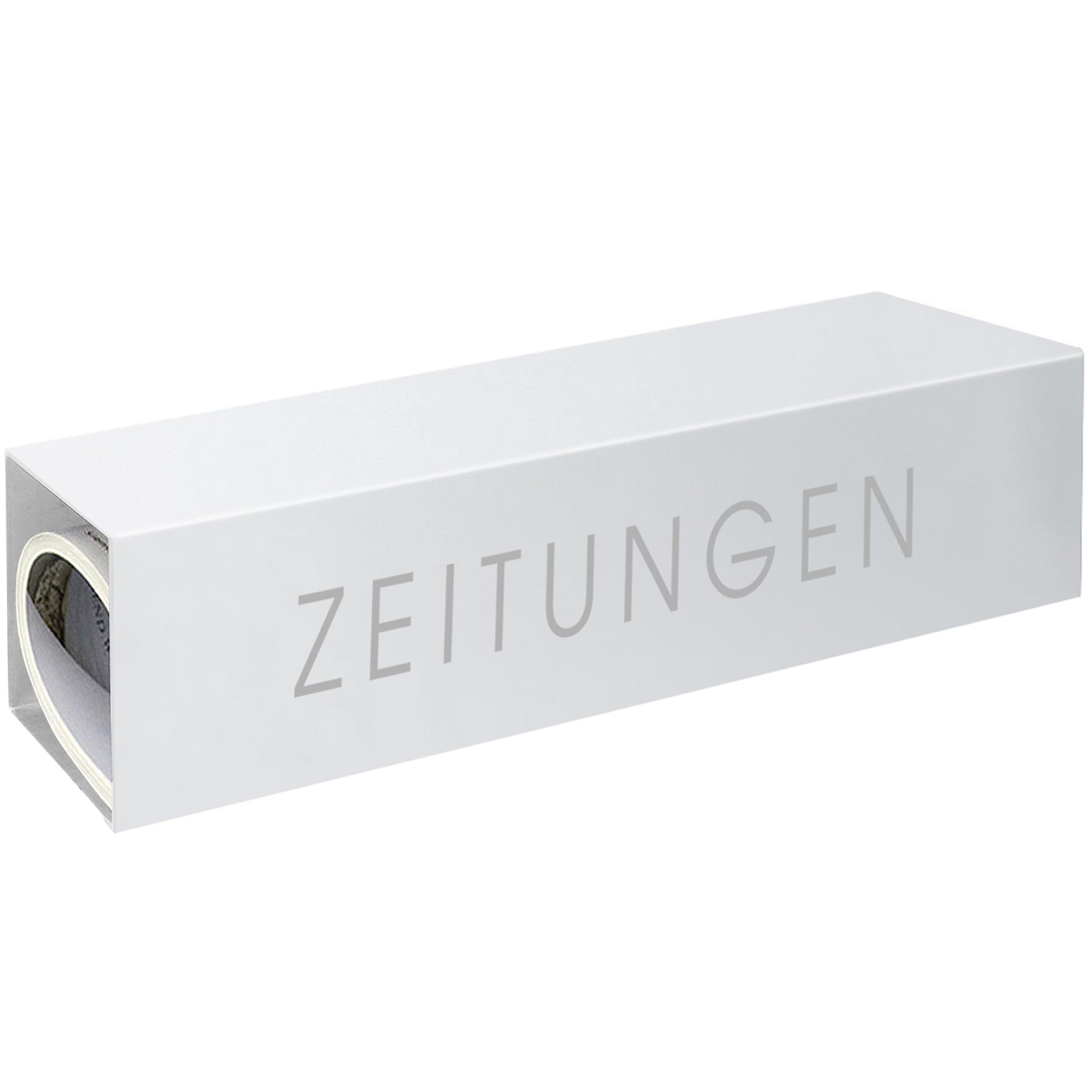 Zeitungsrolle weiss mit Beschriftung ZEITUNGEN - elegant, hochwertig und wetterfest