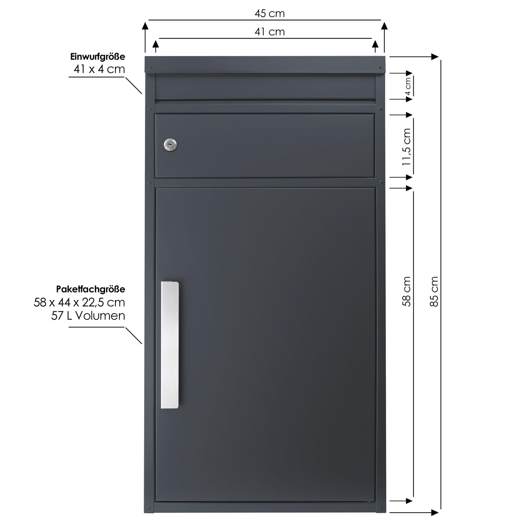 B-Ware Paketbriefkasten SafePost 65M anthrazit RAL 7016 Design-Paketkasten modern