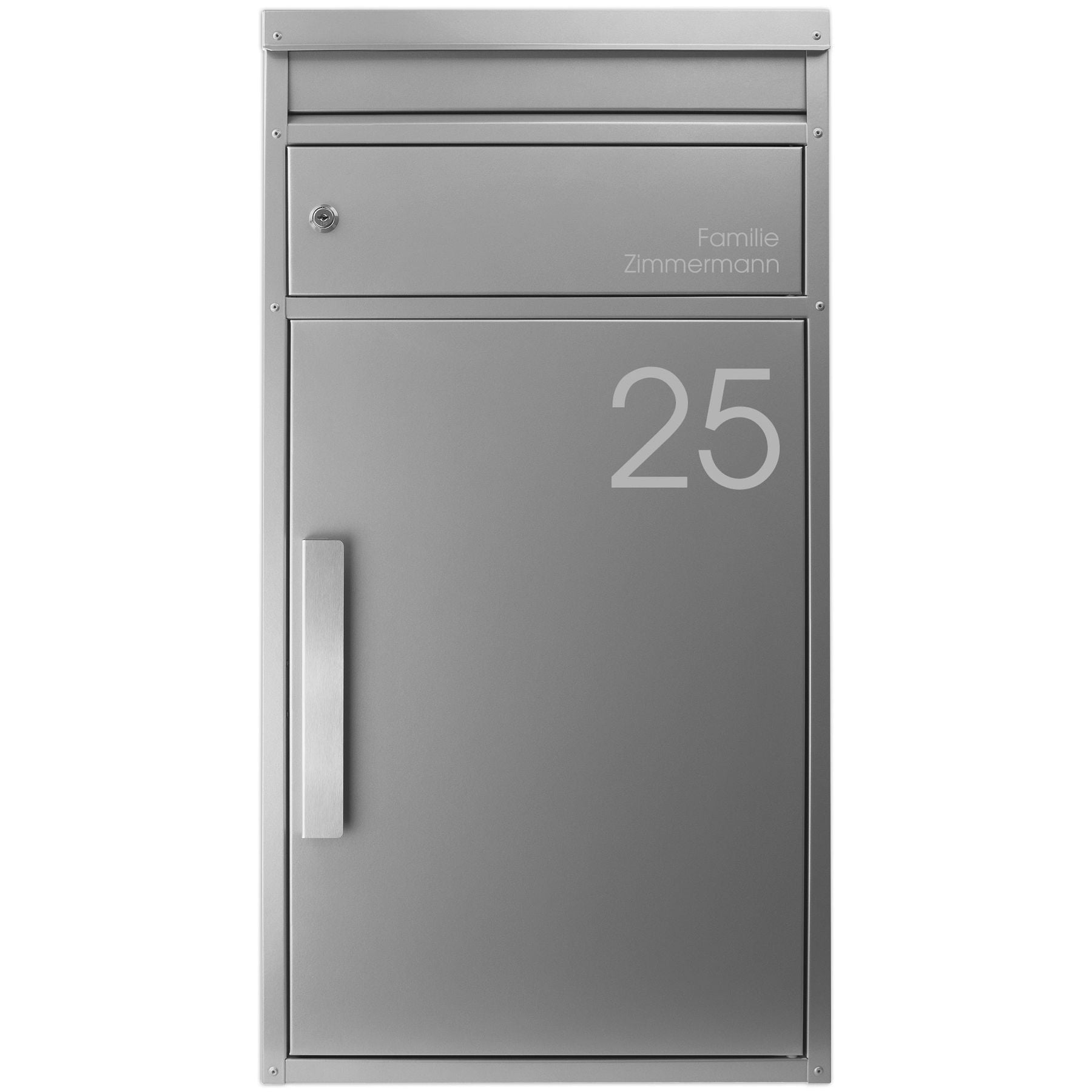 Paketbriefkasten silber grau personalisiert XXL Paketbox mit extra Paketfach
