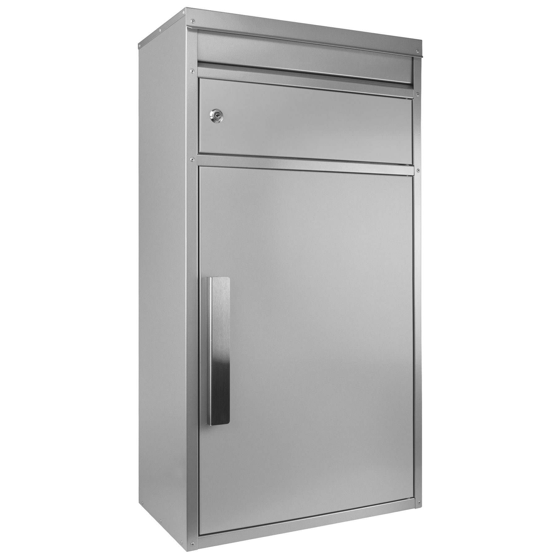 B-Ware Paketbriefkasten SafePost 65M silber Ral 9006 Design-Paketkasten modern