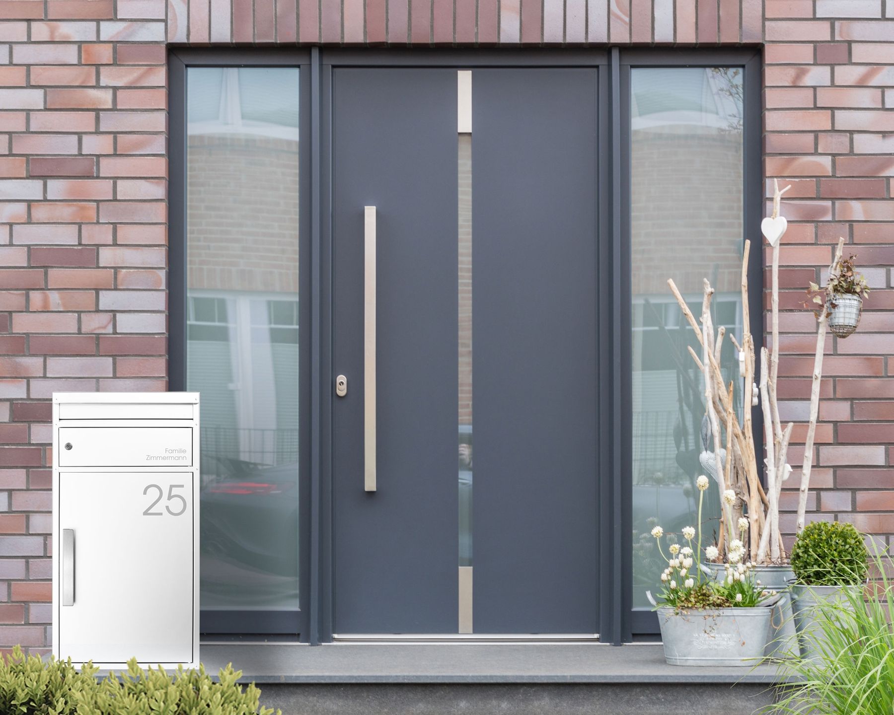 Moderne Paketbox weiss für alle Hauseingänge personalisiert wetterfest robust grosse Aufnahmemenge