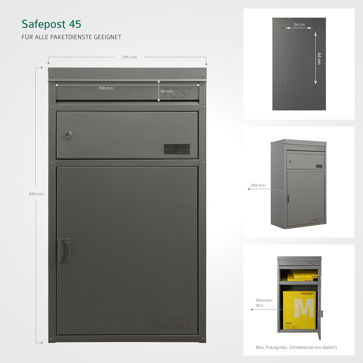 Paketbriefkasten 45 anthrazit-grau