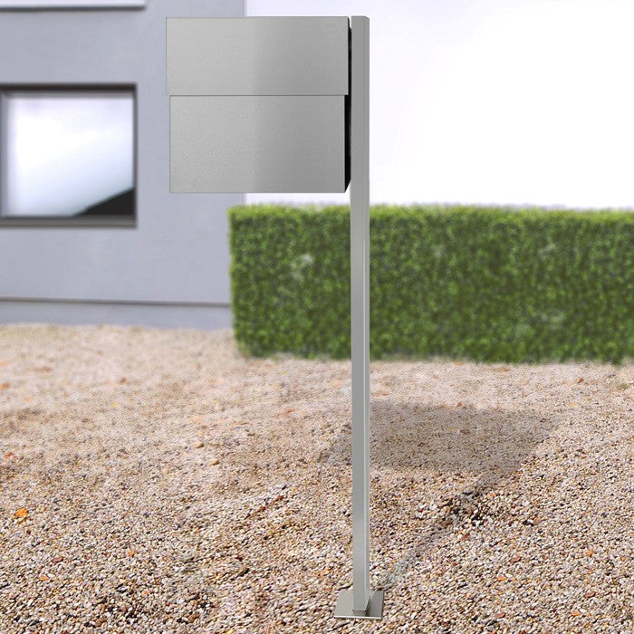 B-Ware Radius Standbriefkasten Letterman XXL 2 silber inkl. Zeitungsfach mit Pfosten - 568 c