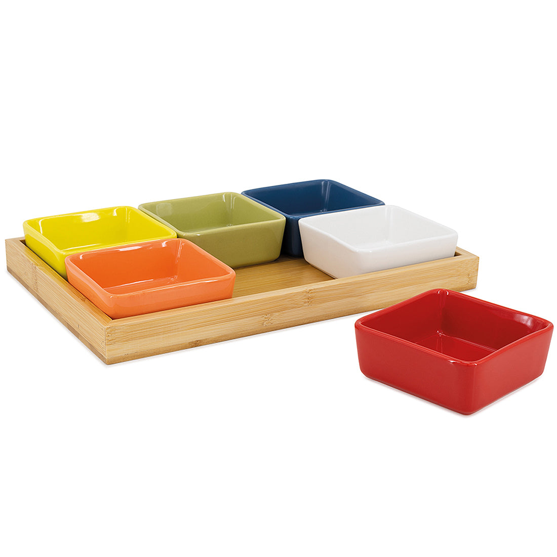 Schalenset mit Holztablett 7tlg.