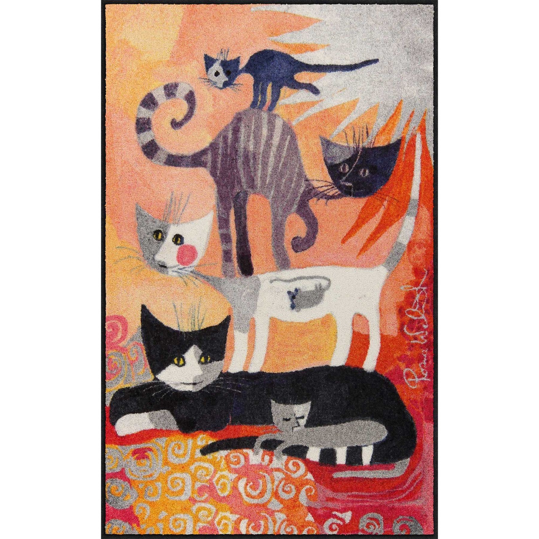 Fußmatte 75x120 Rosina Wachtmeister Katzenturm orange