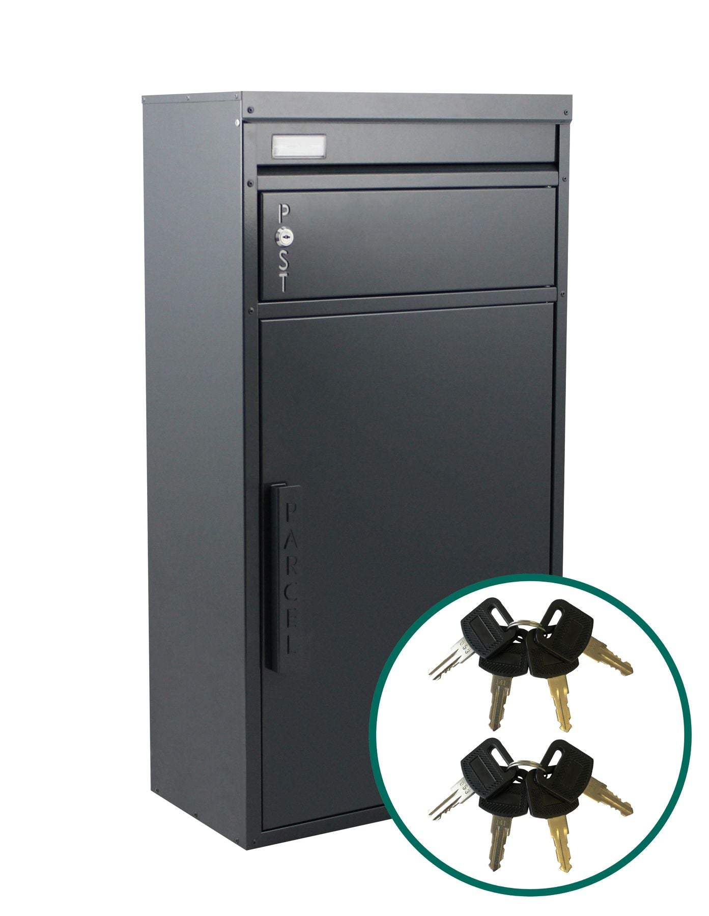 Paketbriefkasten Tiamat 65 anthrazit mit 8 Schlüsseln