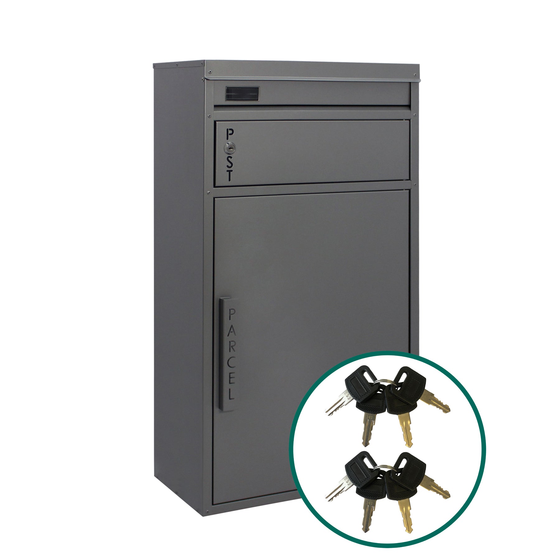 Paketbriefkasten Tiamat 65 silber-grau mit 8 Schlüsseln