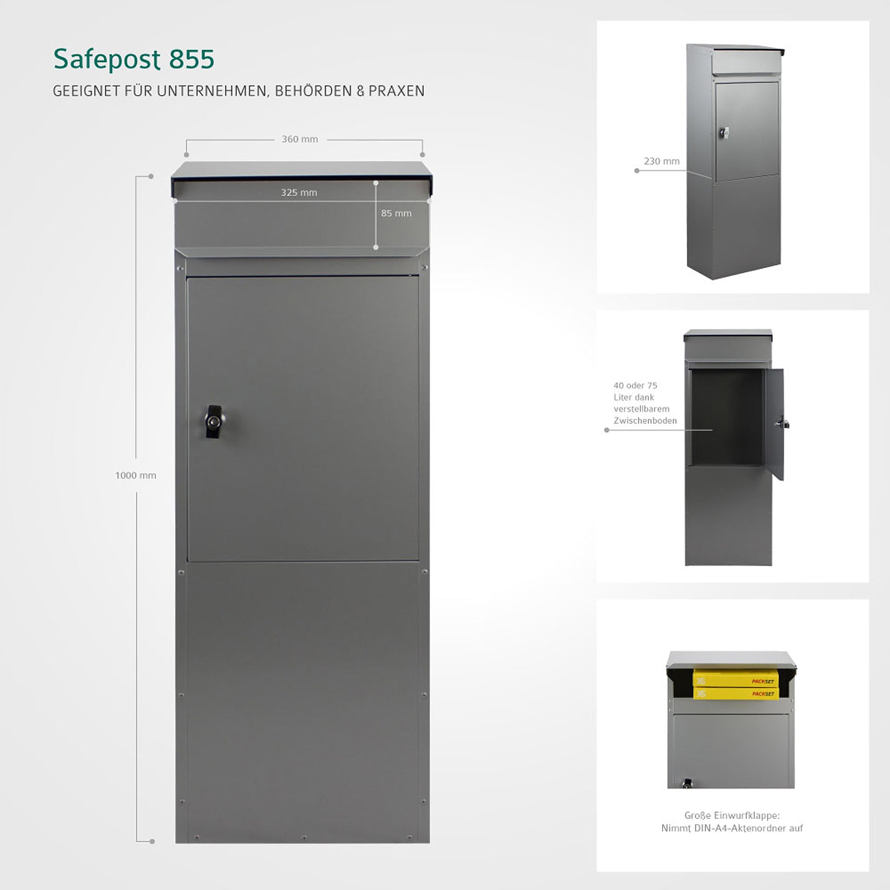 Standbriefkasten 855 silber-grau