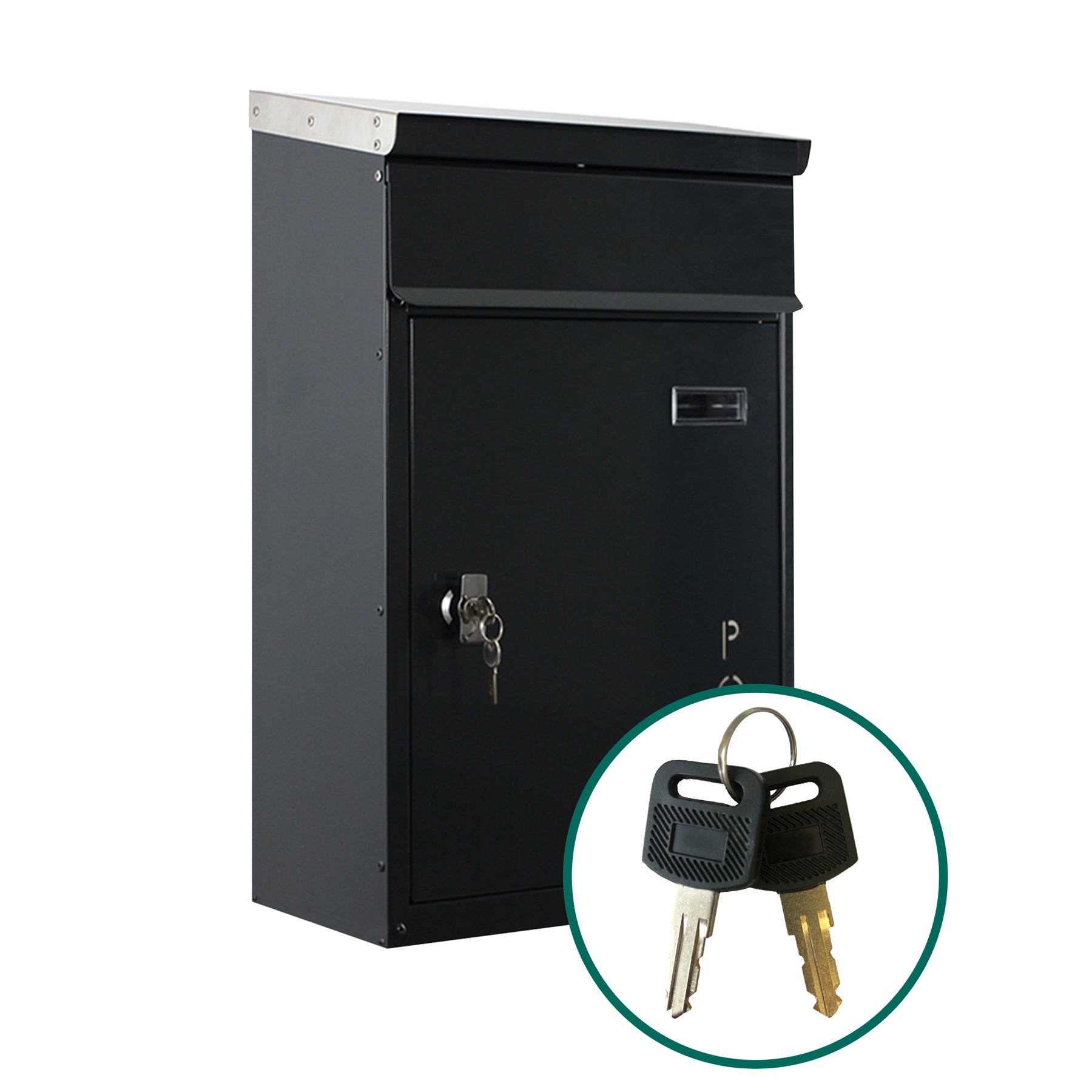 Briefkasten Tiamat 854 anthrazit mit Edelstahldach