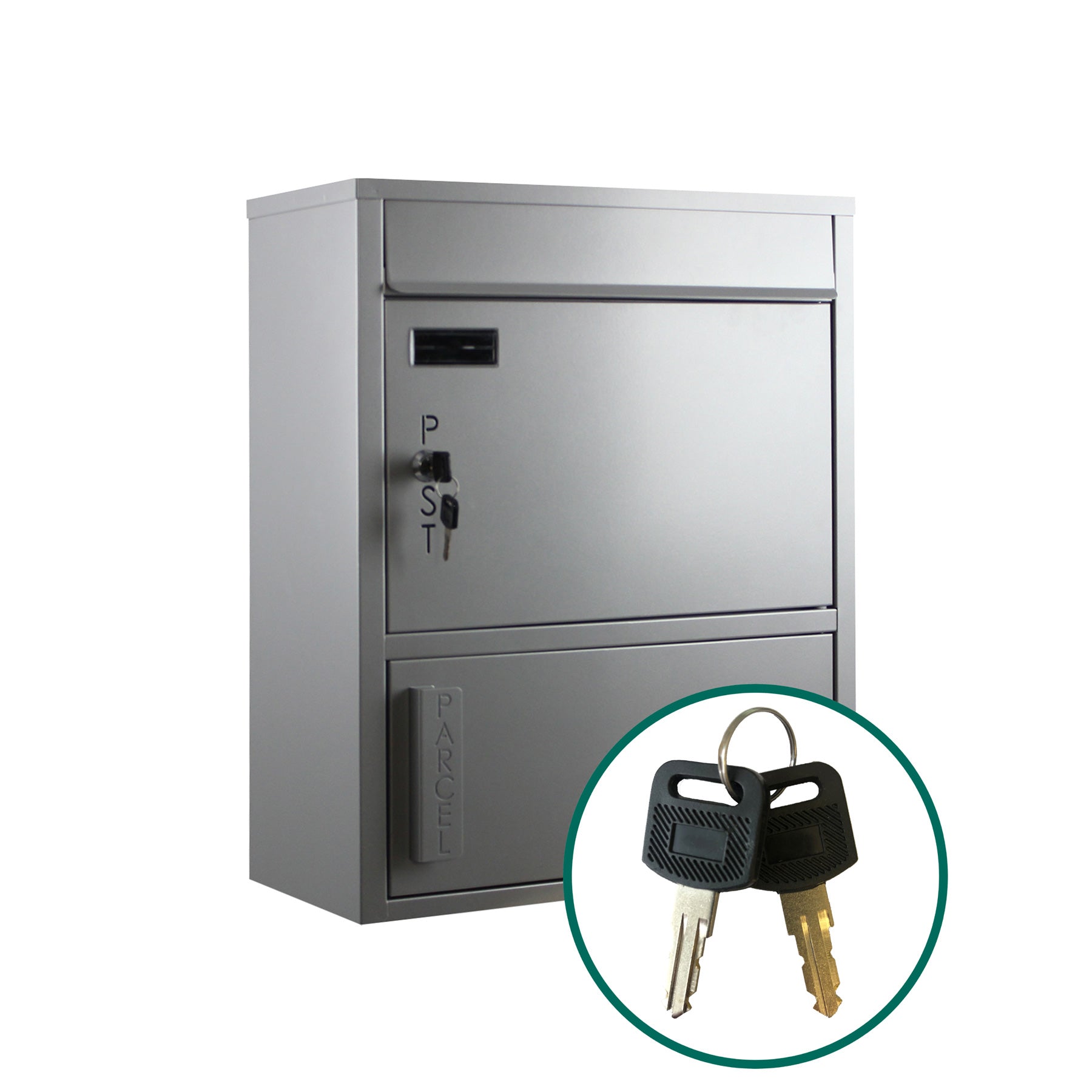 Briefkasten mit Paketfach 921 Tiamat silber-grau