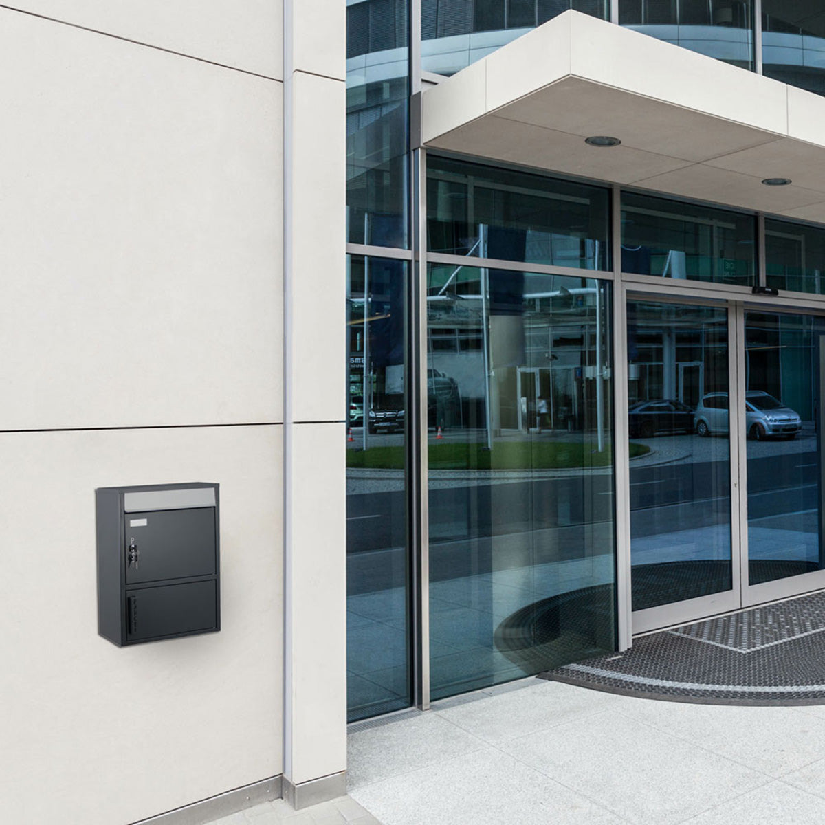 Briefkasten mit Paketfach Tiamat 921 silber-grau mit 4 Schlüsseln