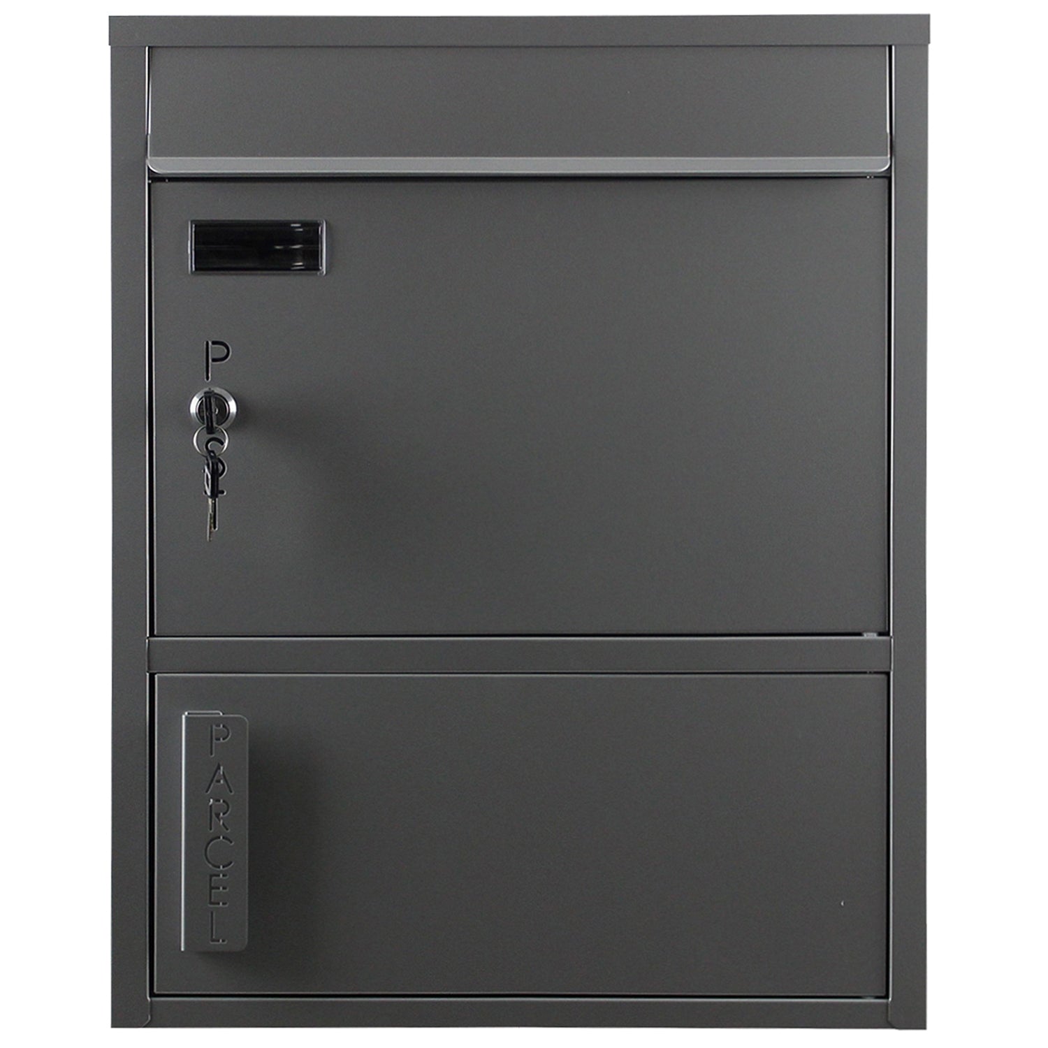 Briefkasten mit Paketfach Tiamat 921 silber-grau mit 4 Schlüsseln