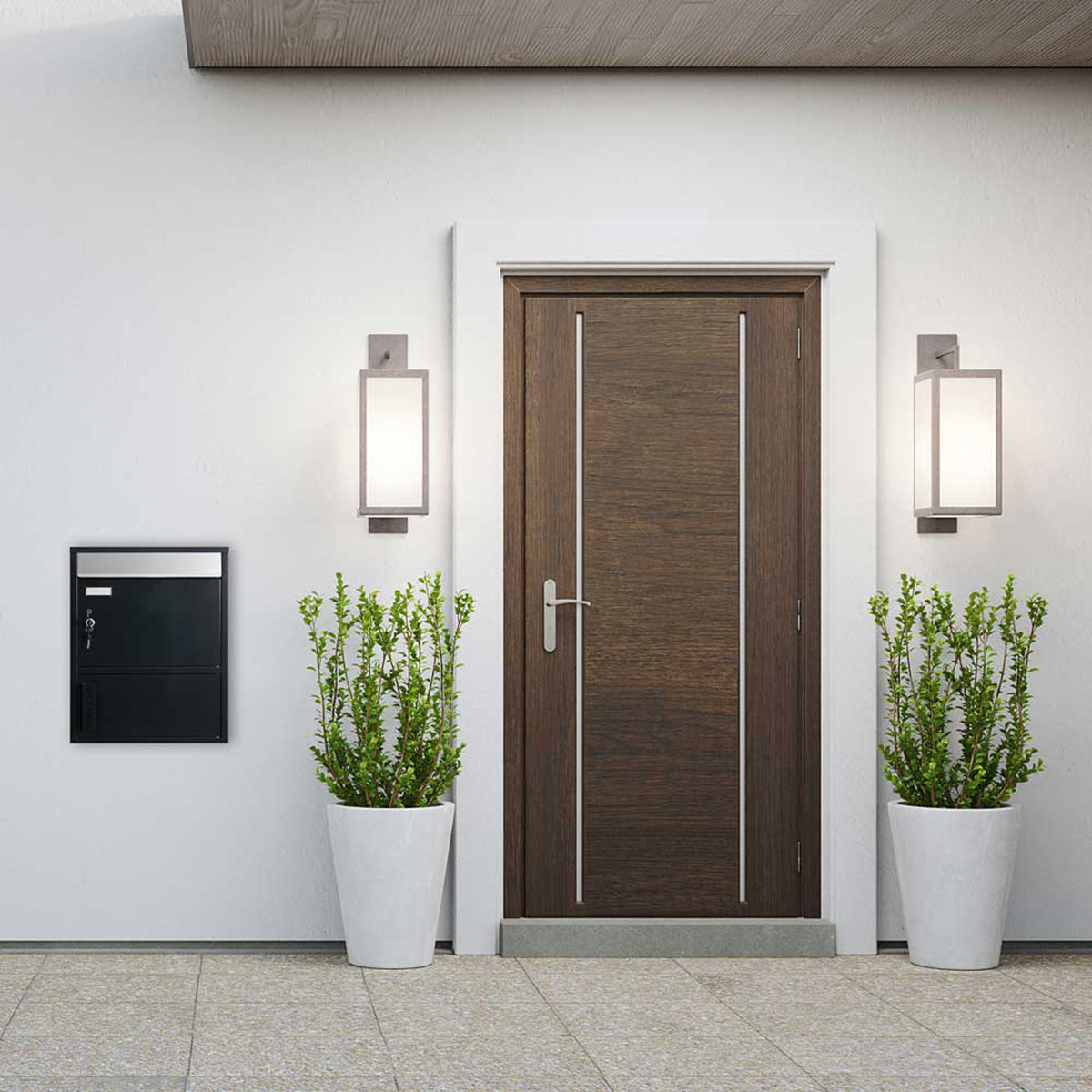 Briefkasten mit Paketfach Tiamat 921 silber-grau mit 4 Schlüsseln