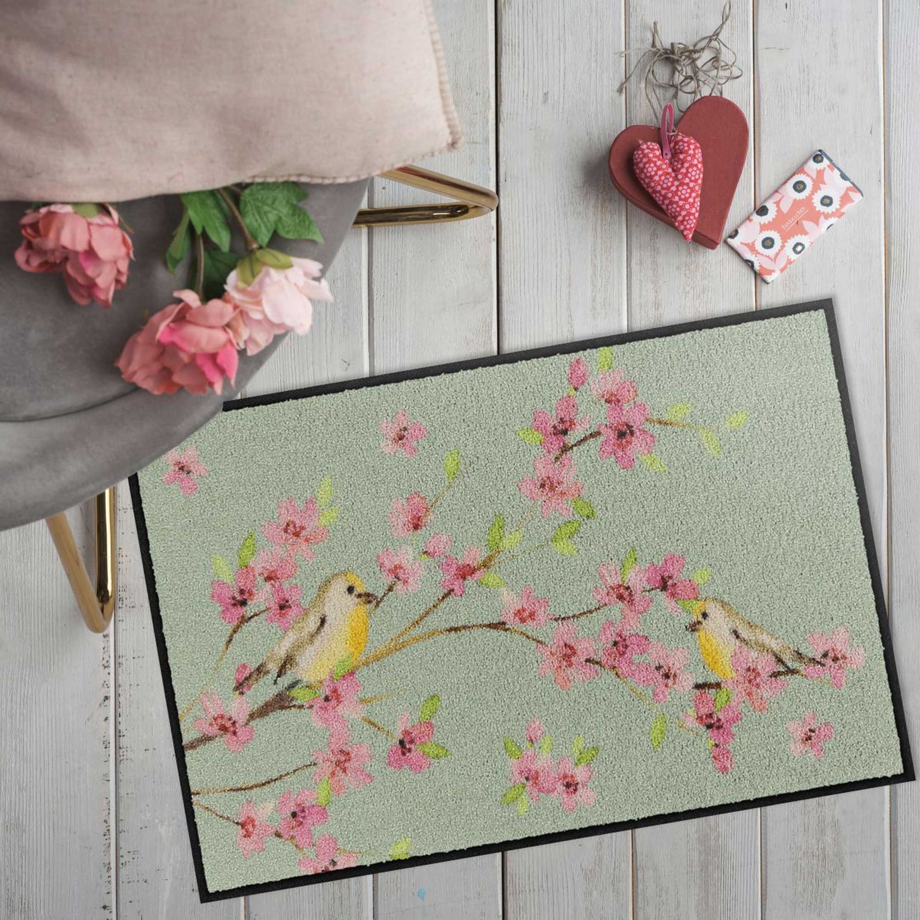 Fußmatte 50x75 Cherry Birds hellblau