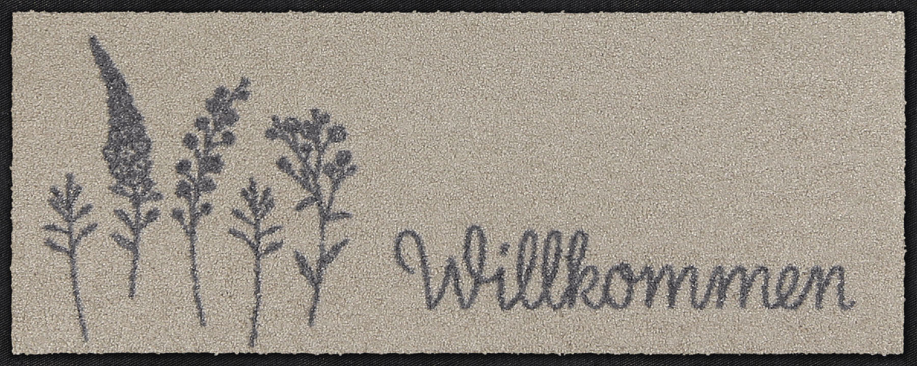Fußabtreter klein 30x75 Willkommen Wiese grau