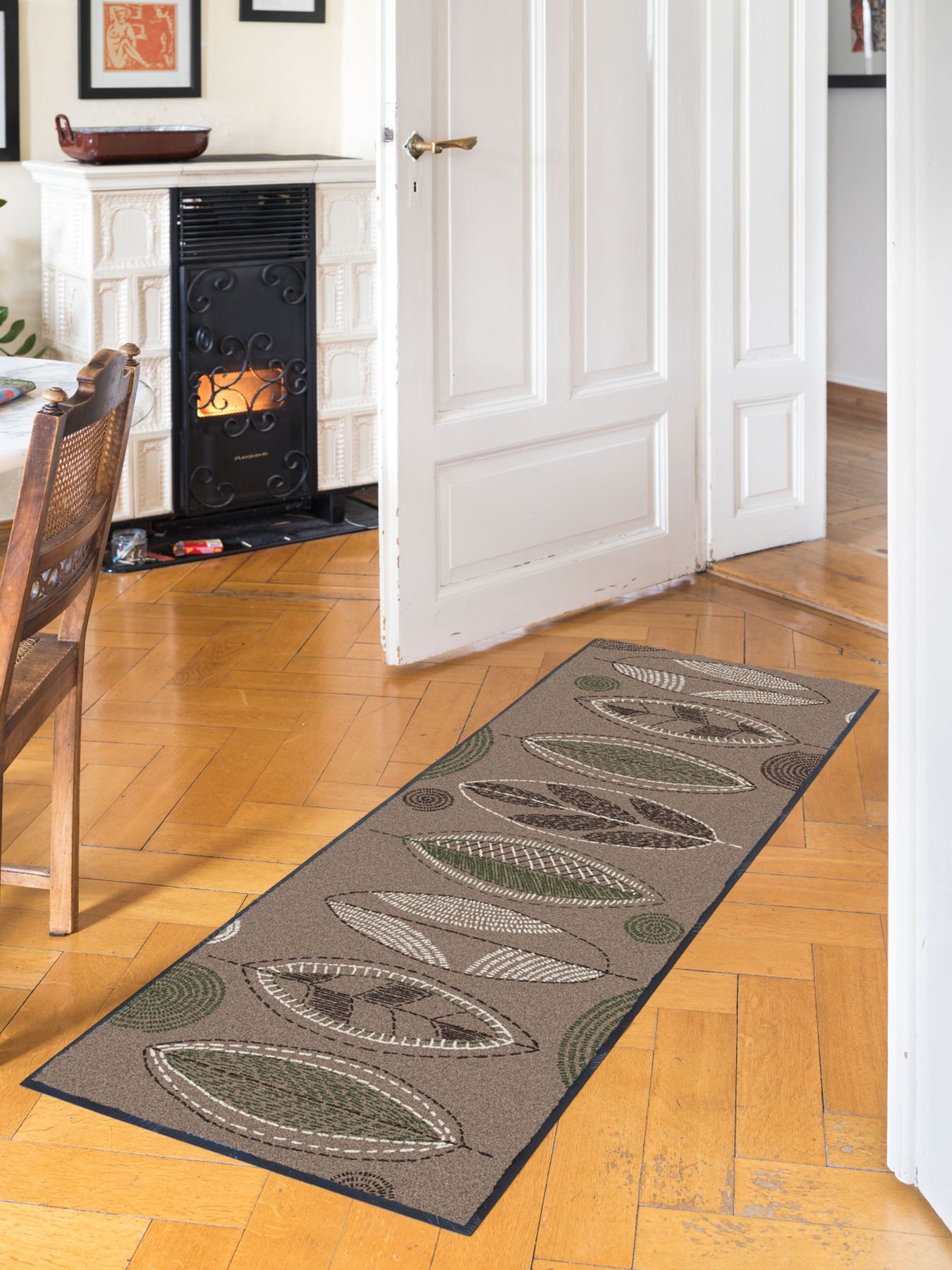 Teppichläufer 60x180 Stitch Leaves taupe