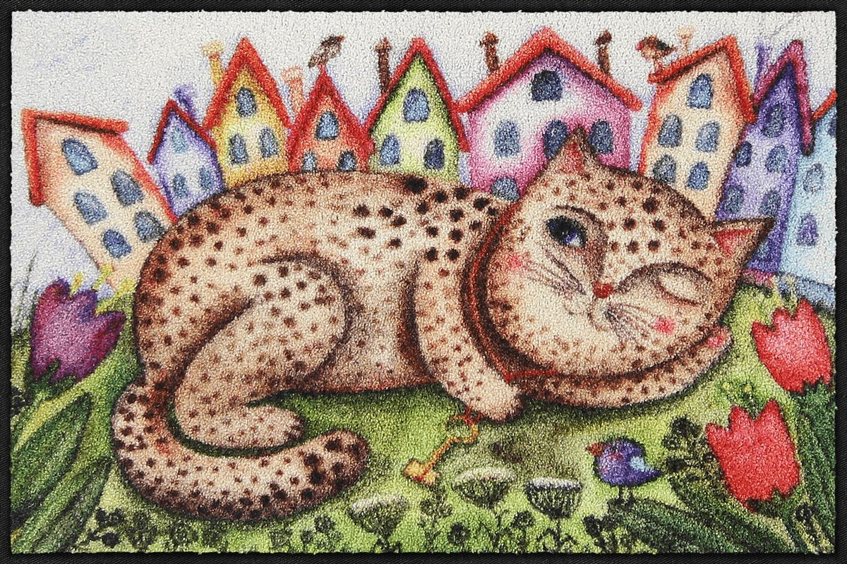 Fußmatte 50x75 Housesitter-Cat blau