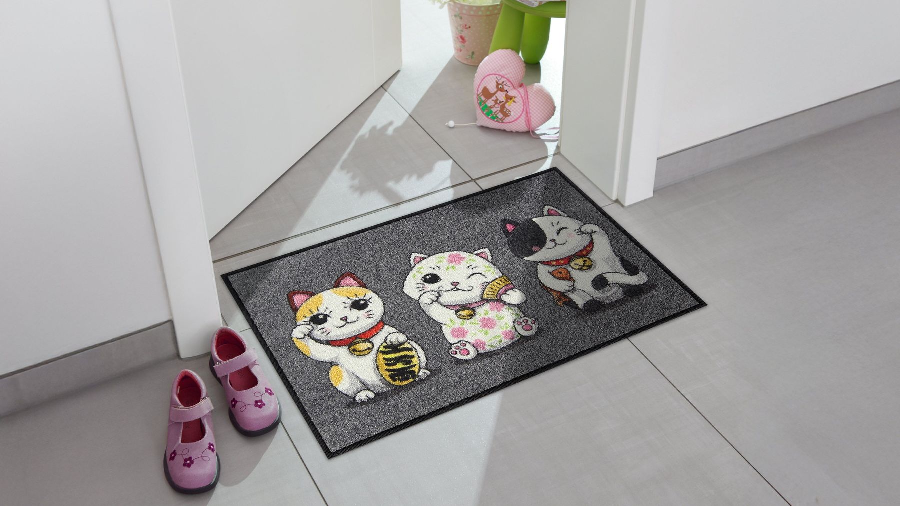 Fußmatte 50x75 Lucky Cats grey grau