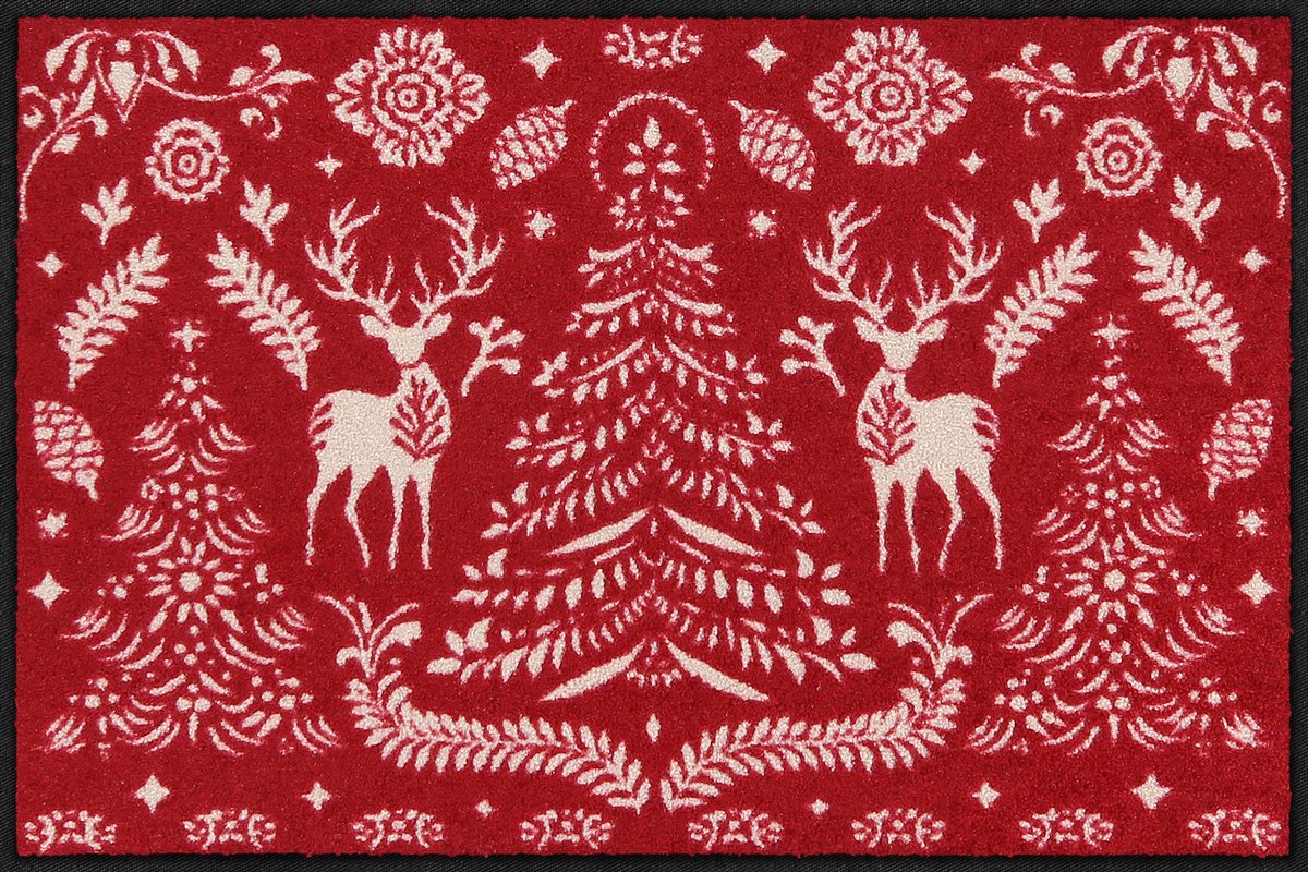 Fußmatte 50x75 Scandi Forest red grau